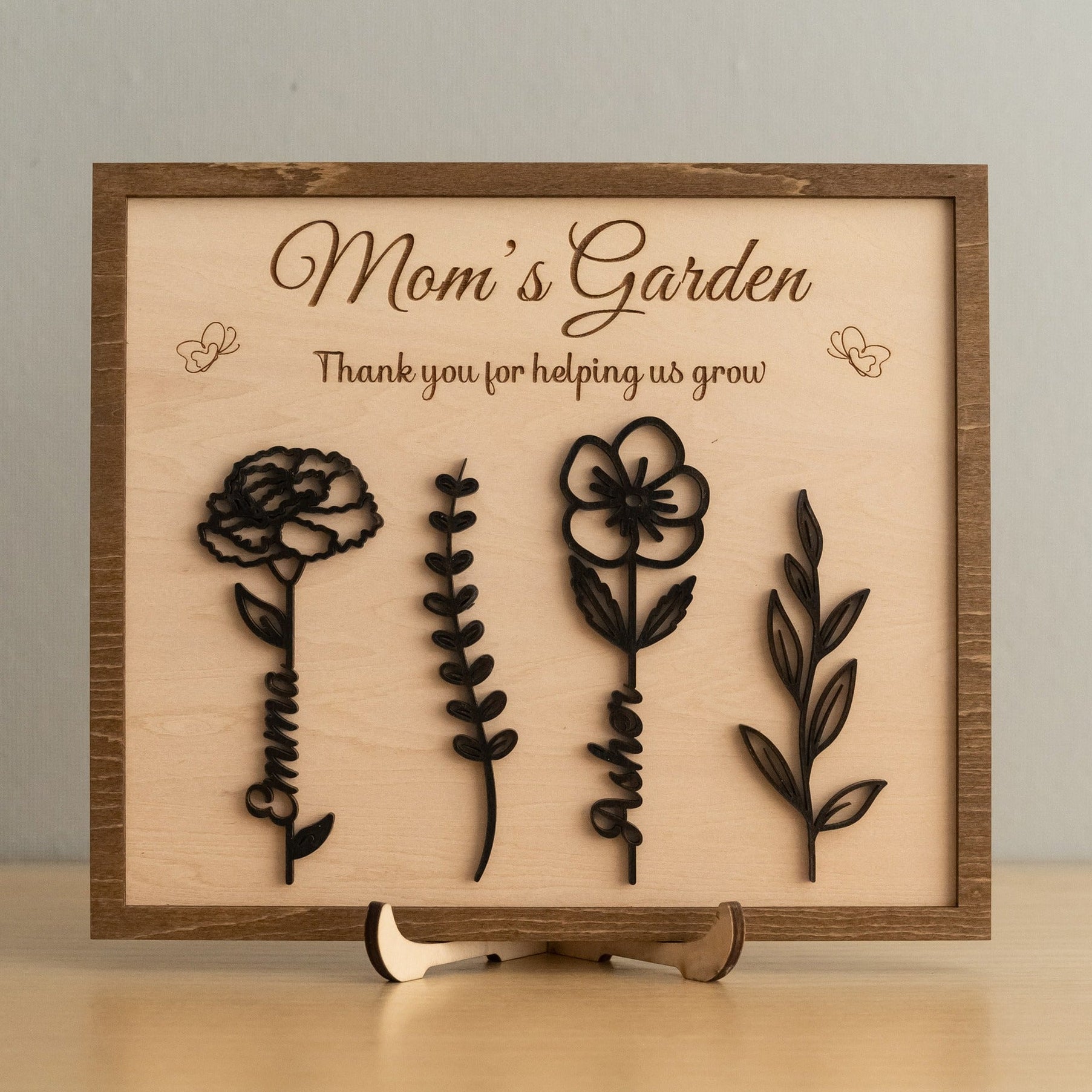 Personalized Wooden Family Flower Garden Sign for Mothers Day Gift D59