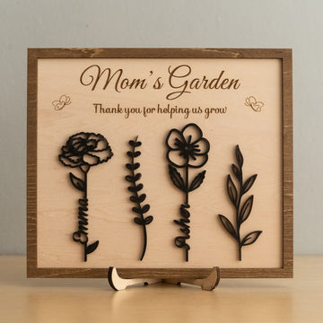 Personalized Wooden Family Flower Garden Sign for Mothers Day Gift D59