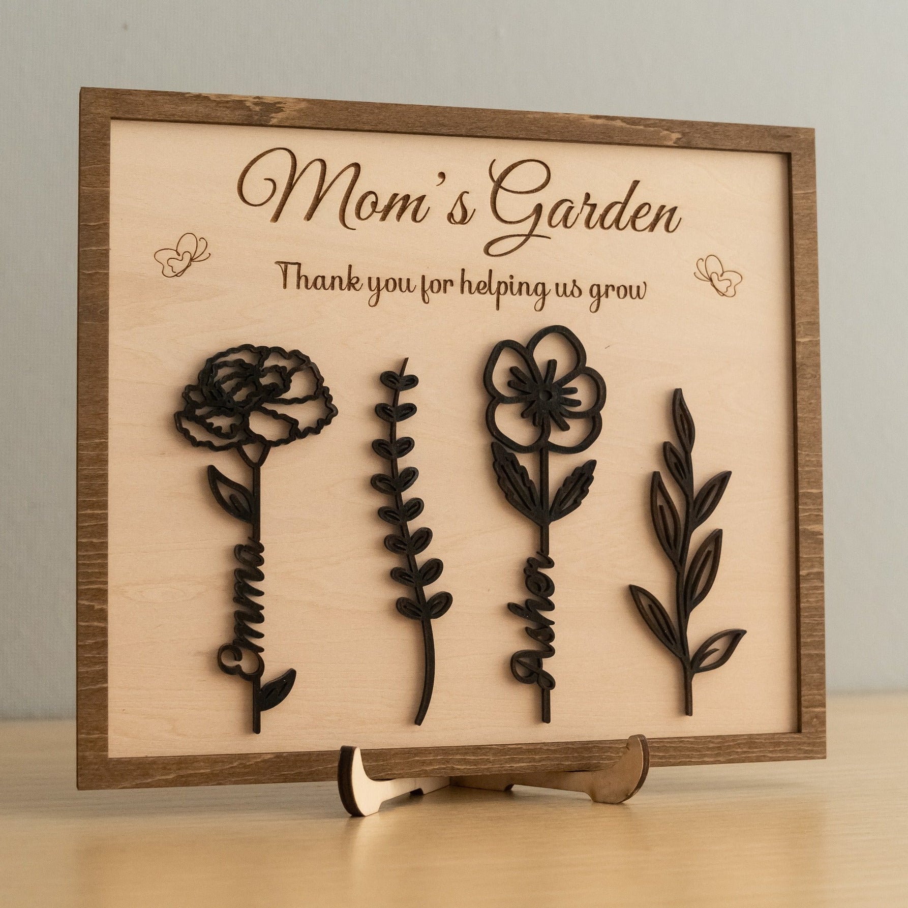 Personalized Wooden Family Flower Garden Sign for Mothers Day Gift D59