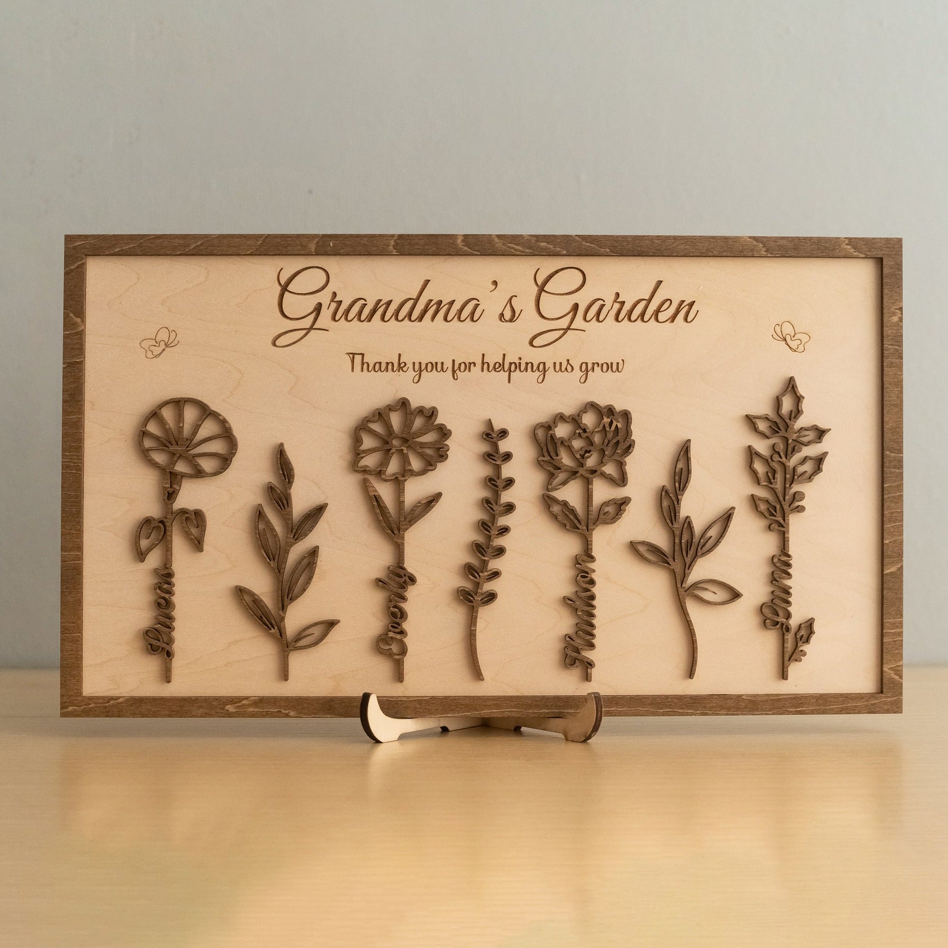 Personalized Wooden Family Flower Garden Sign for Custom Family Gift D59