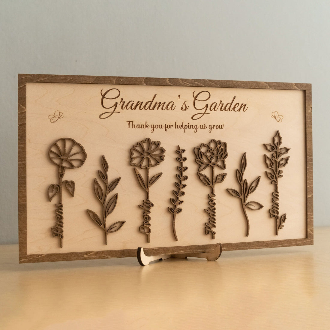 Personalized Wooden Family Flower Garden Sign for Custom Family Gift D59