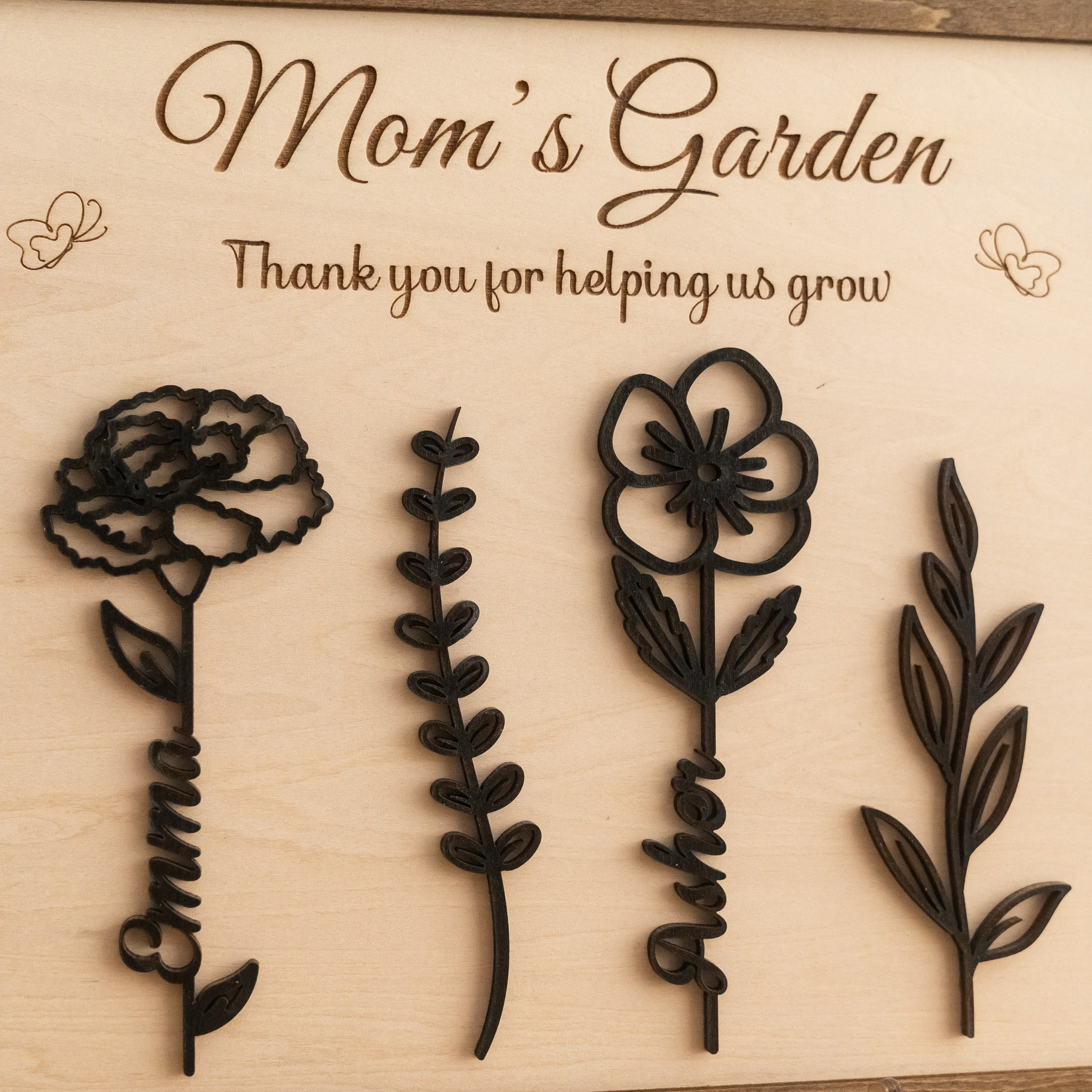 Personalized Wooden Family Flower Garden Sign Wood for Gift for Mom D59
