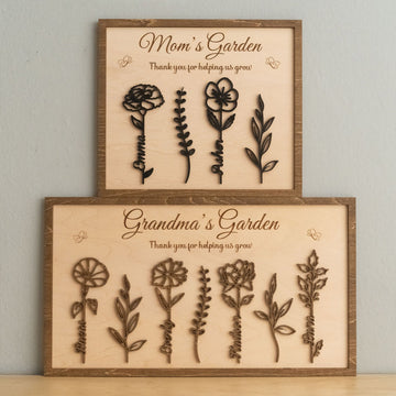 Personalized Wooden Family Flower Garden Sign Wood for Gift for Mom D59