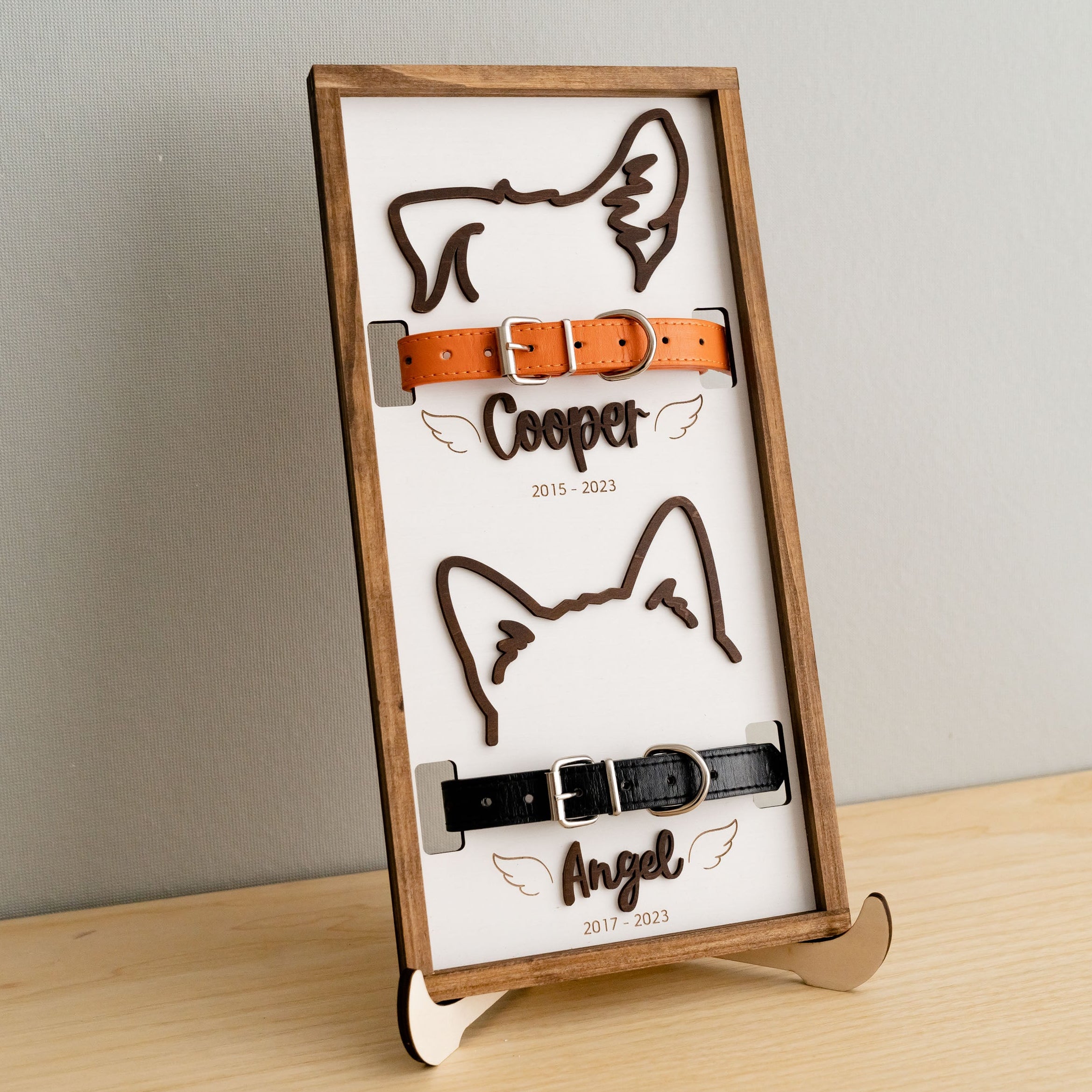 Boho Rustic Dog Ear Drawing Framed Pet Memorial Art E88