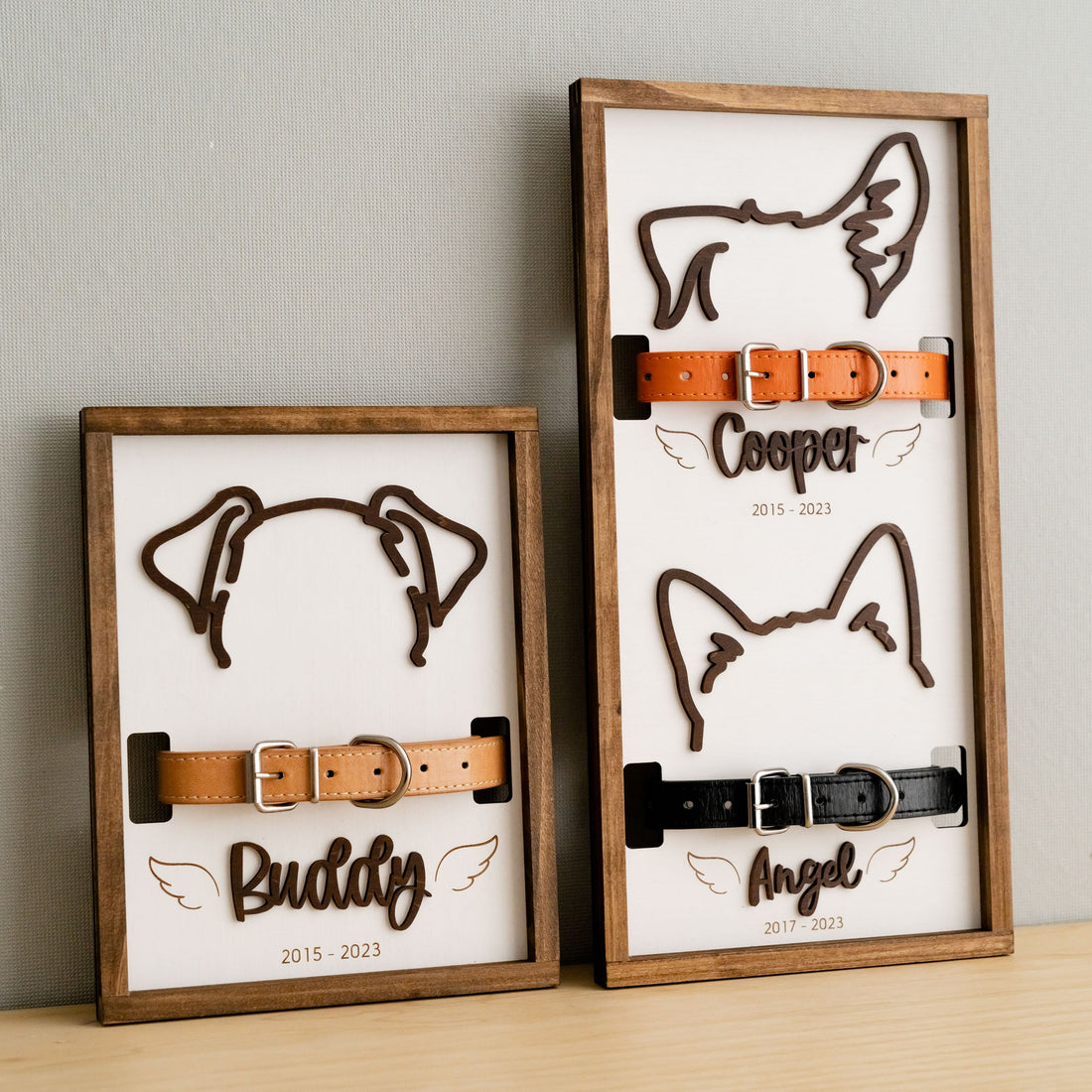 Dog Ear Drawing Framed Wood for Dog Memorial Gift and Pet Decor E88