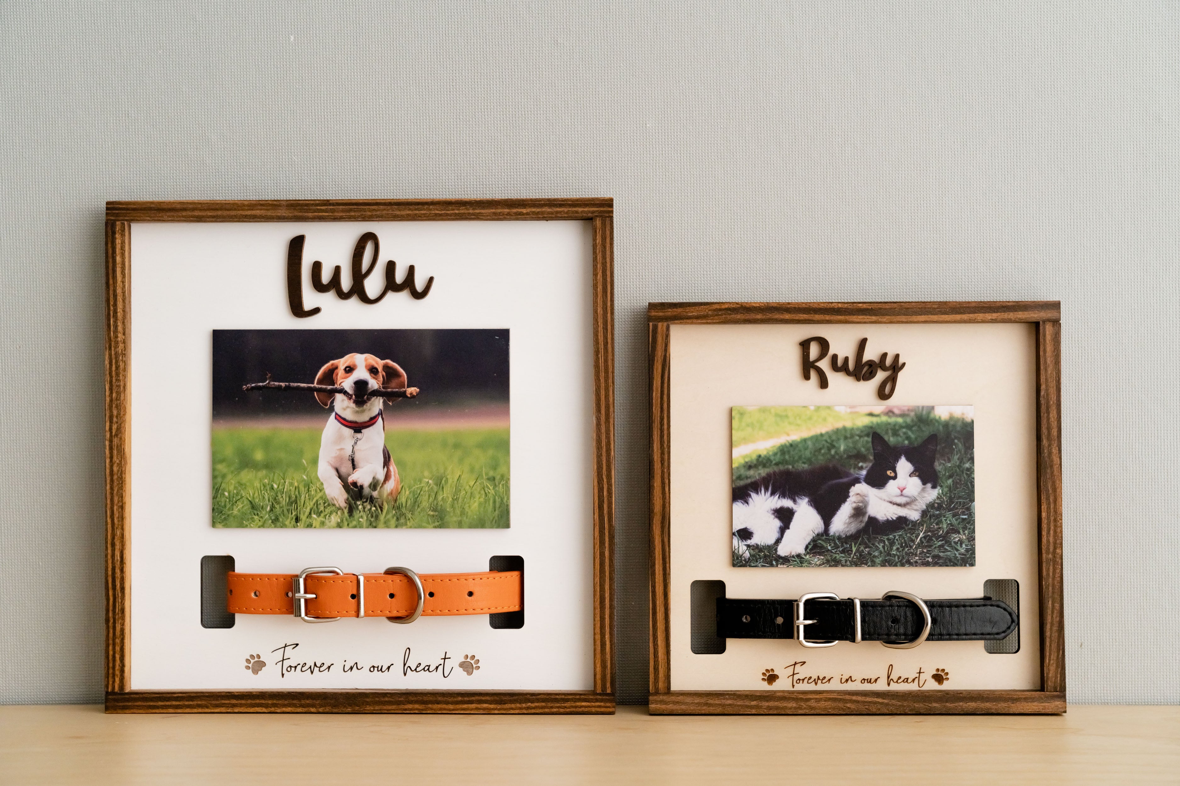 Boho Chic Pet Remembrance Photo Plaque For Elegant Home Decor Accent