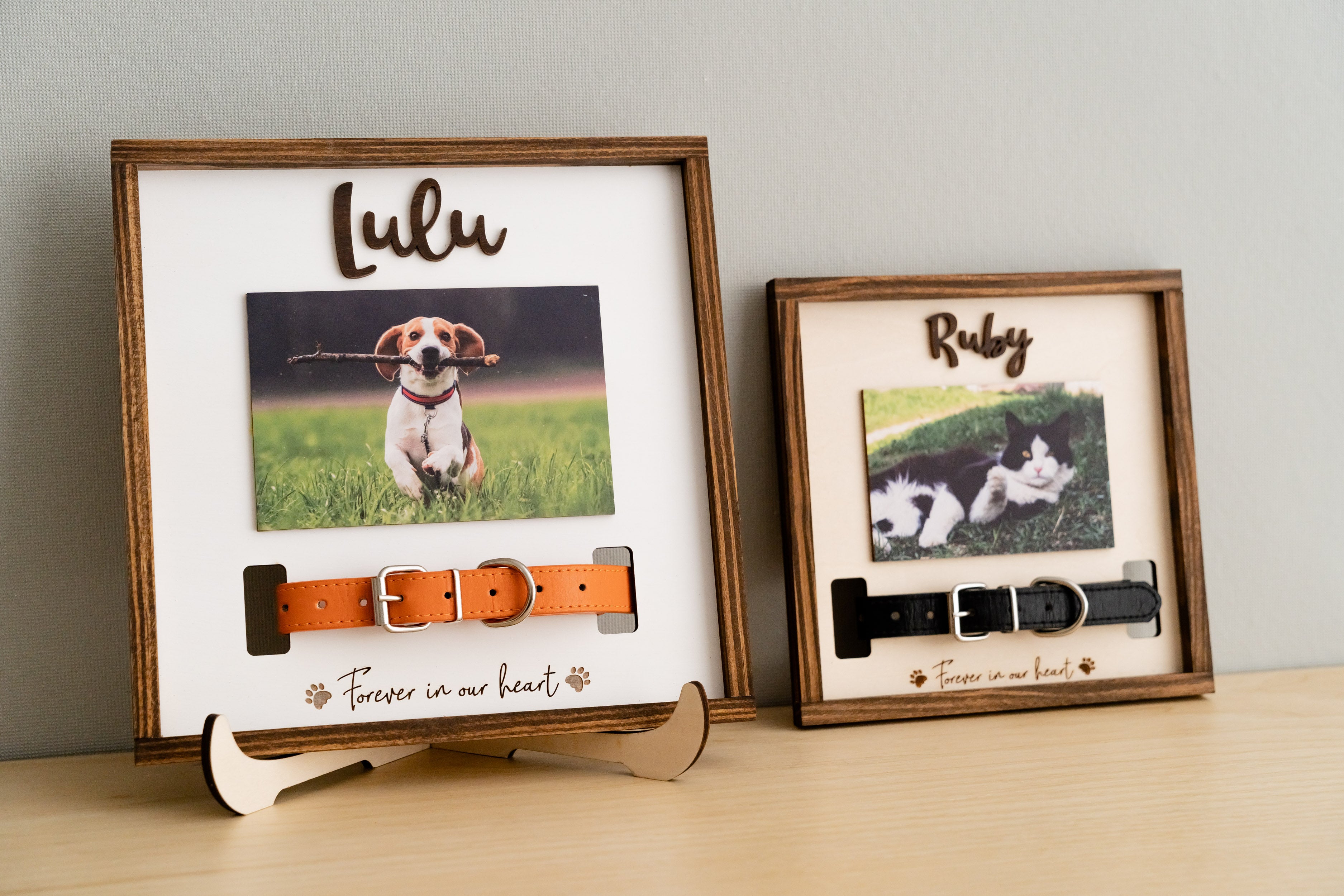 Boho Chic Pet Remembrance Photo Plaque For Elegant Home Decor Accent