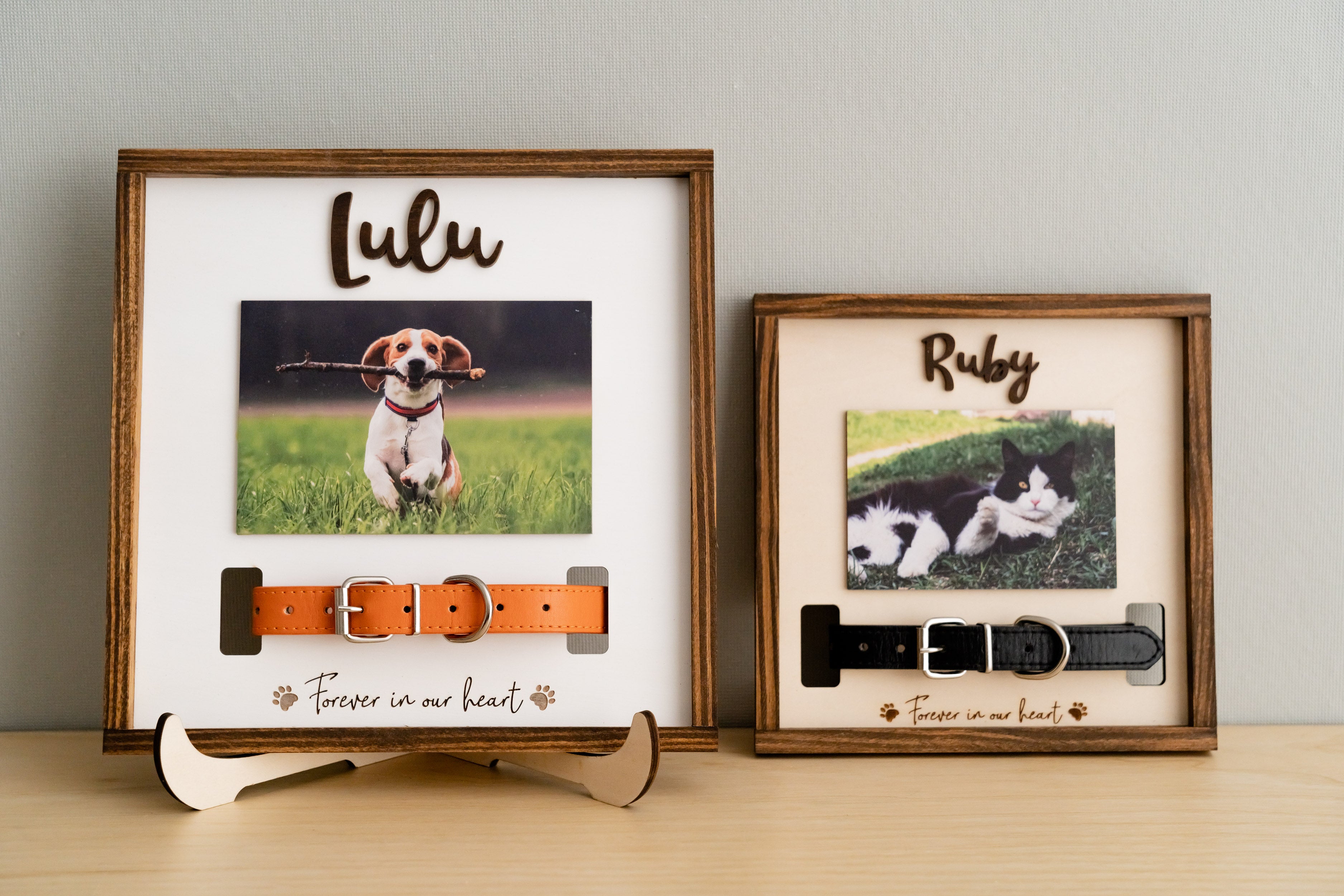 Rustic Boho Pet Memorial Photo Plaque For Elegant Home Decor Tribute