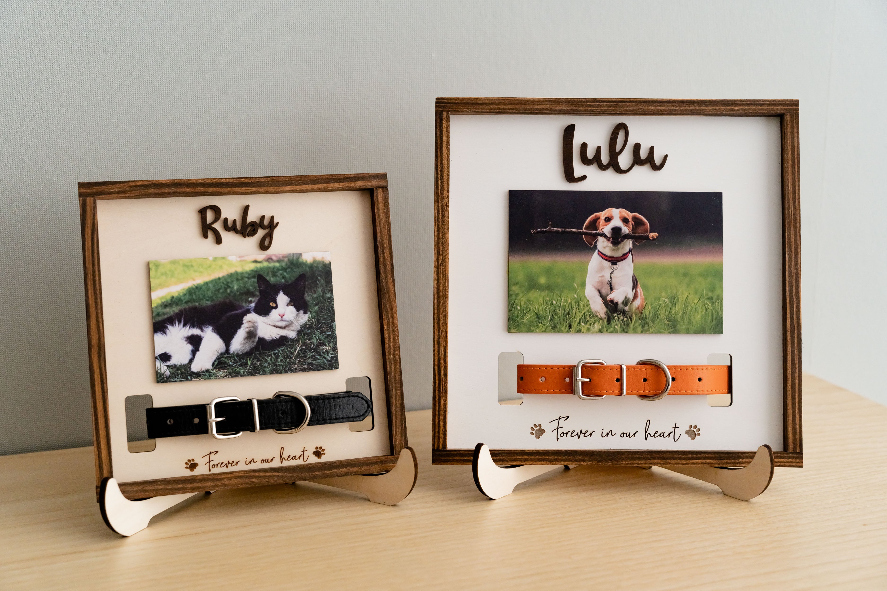 Boho Chic Pet Remembrance Photo Plaque For Elegant Home Decor Accent