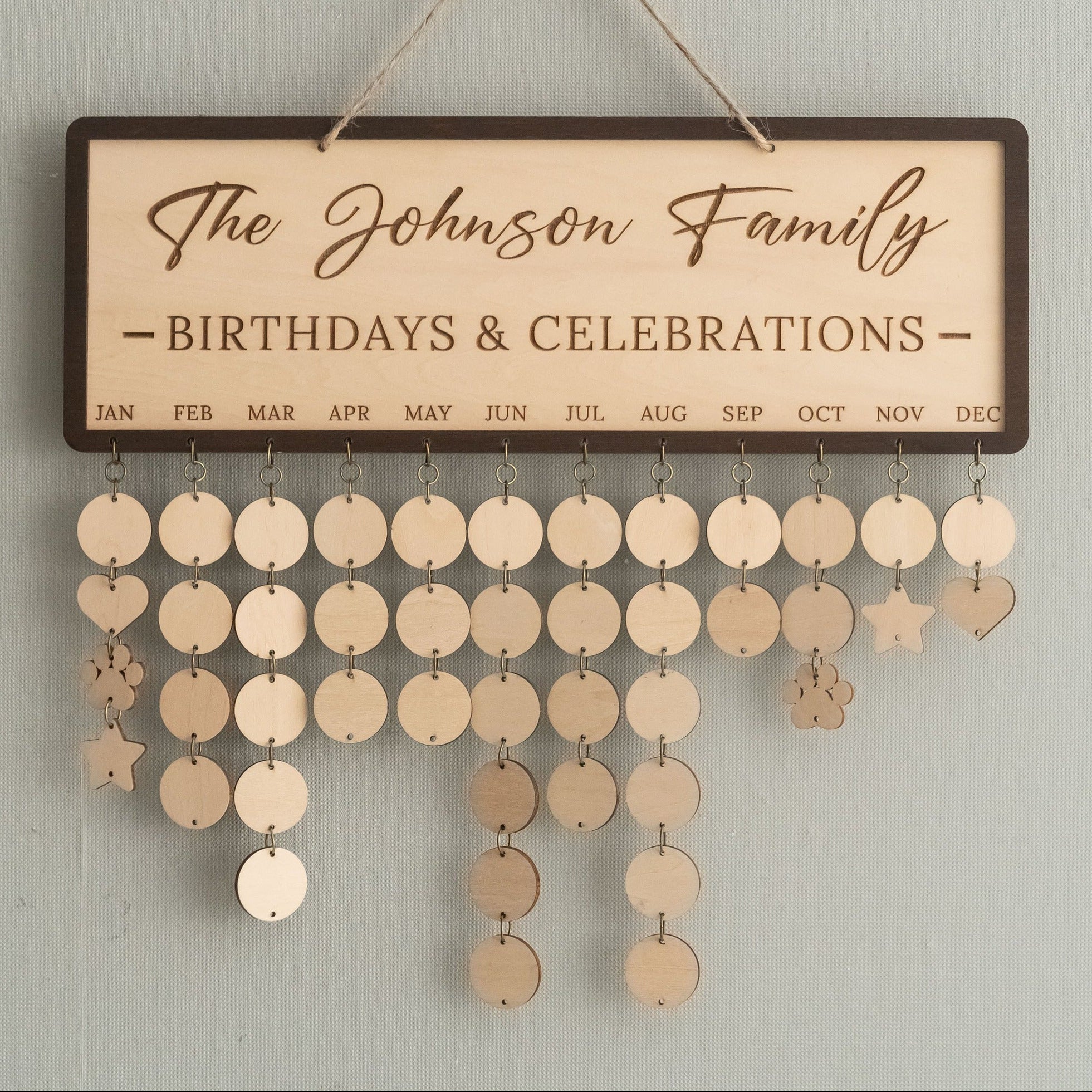 Family Birthday Calendar Sign Wood Personalized Family Sign D62