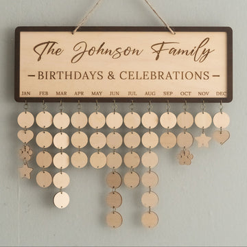 Family Birthday Calendar Sign Wood Personalized Family Sign D62
