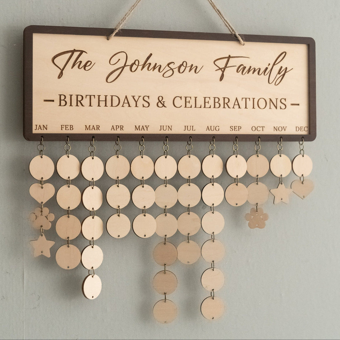 Family Birthday Calendar Sign Wood Personalized Family Sign D62