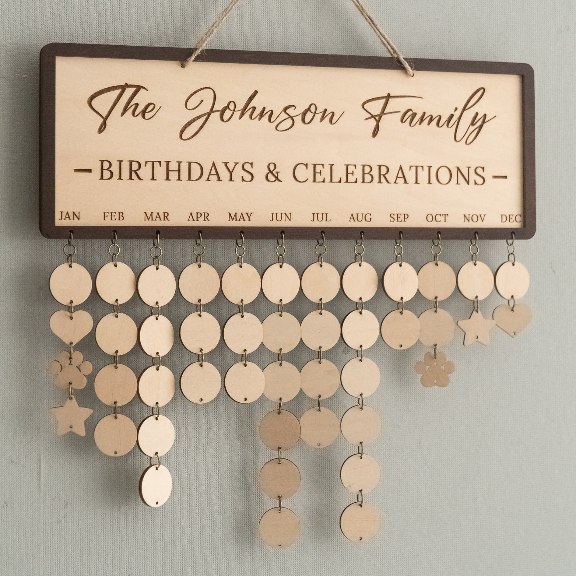 Family Birthday Calendar Sign Wood Personalized Family Sign D62