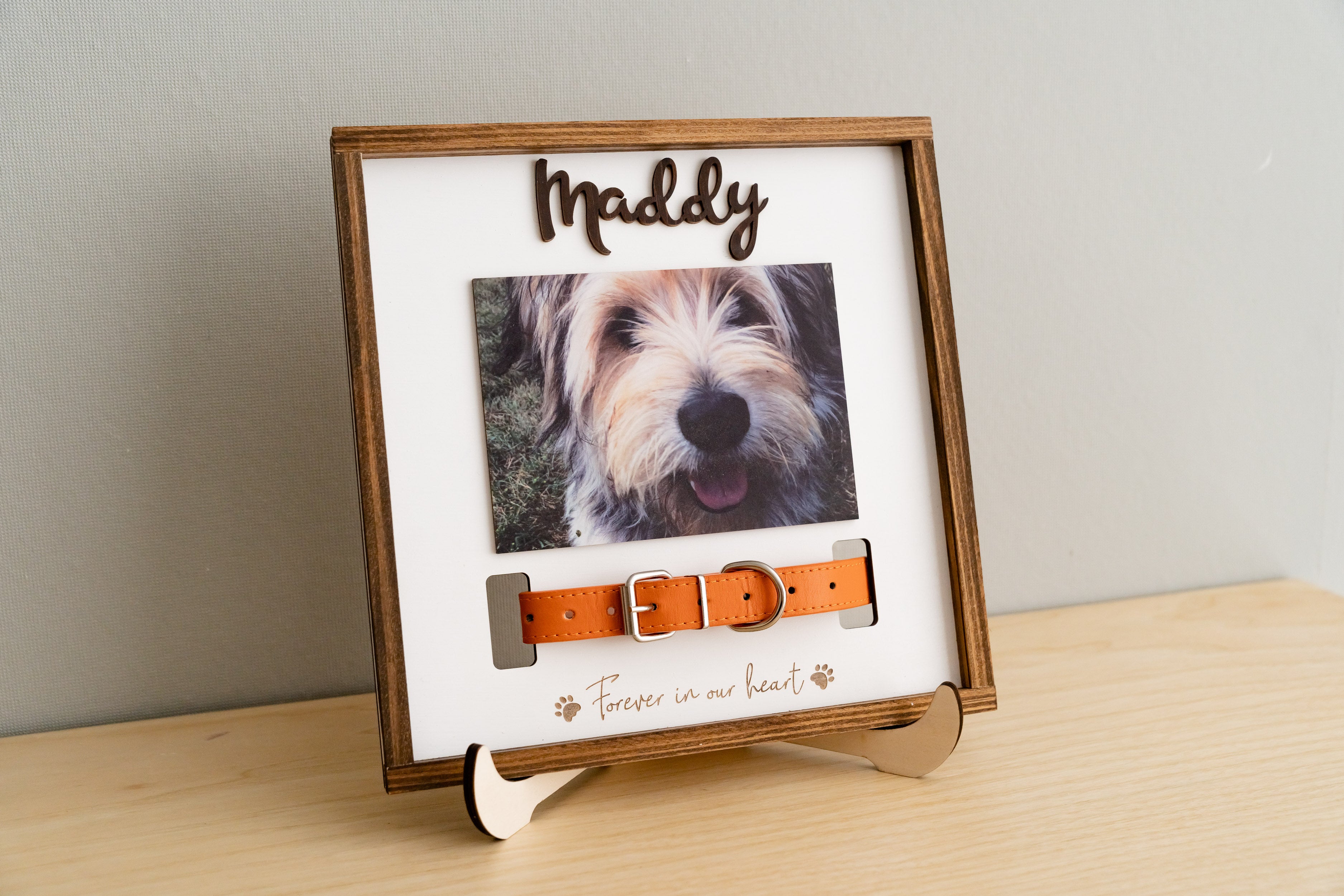 Rustic Boho Pet Memorial Photo Plaque For Elegant Home Decor Tribute