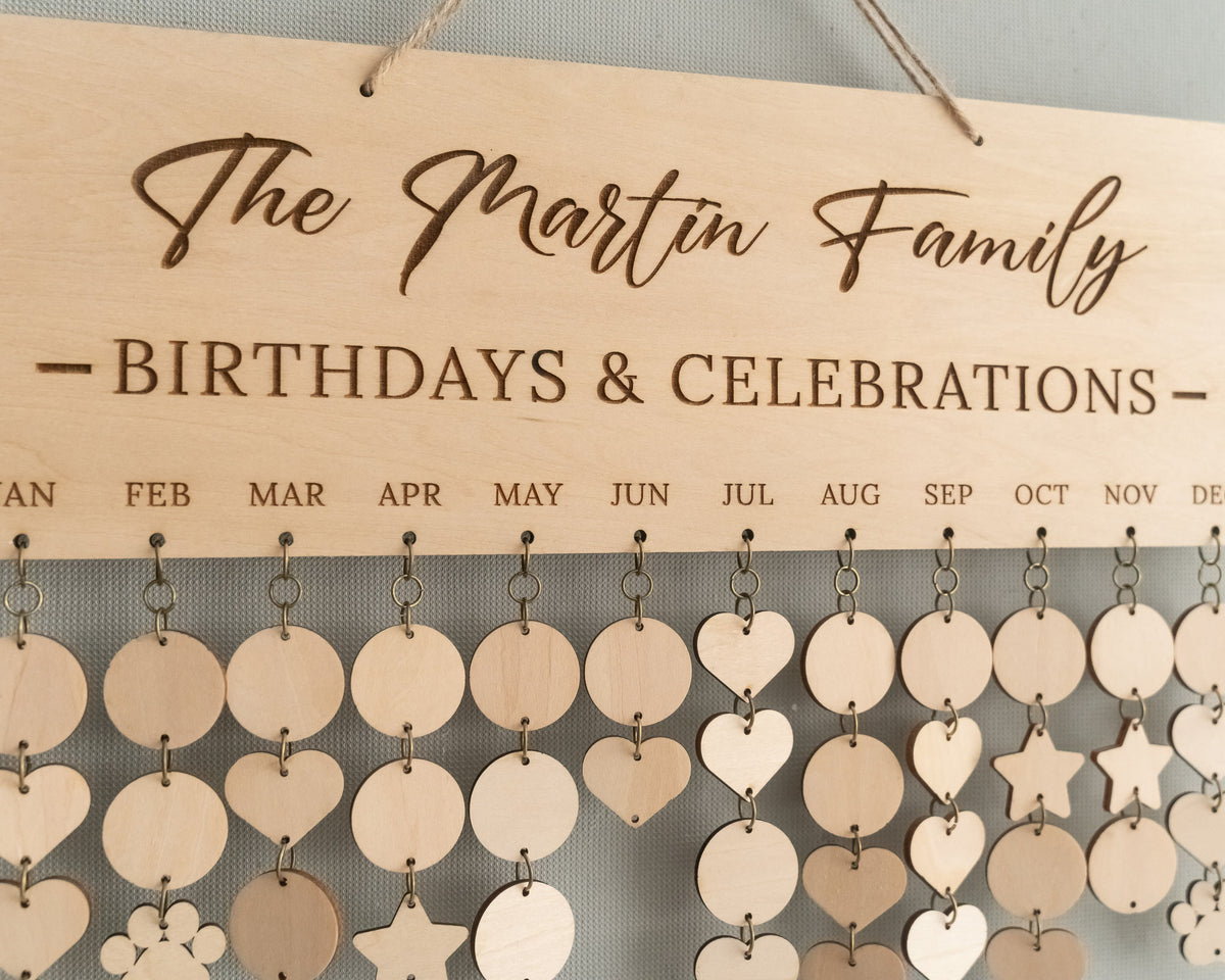 Family Birthday Calendar Sign Wood Family Birthday Calendar D62