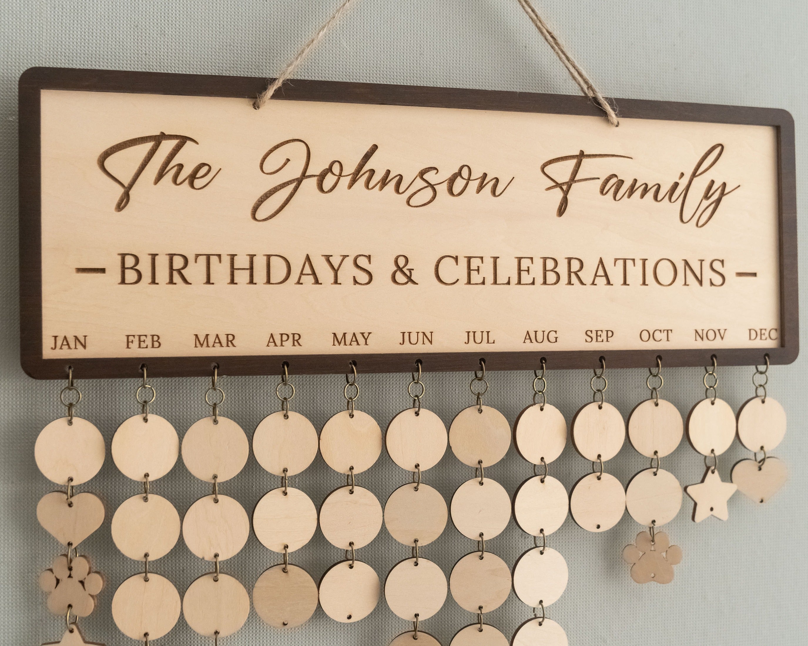 Family Birthday Calendar Sign Wood Personalized Family Sign D62