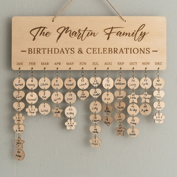 Family Birthday Calendar Sign Wood Family Birthday Calendar D62