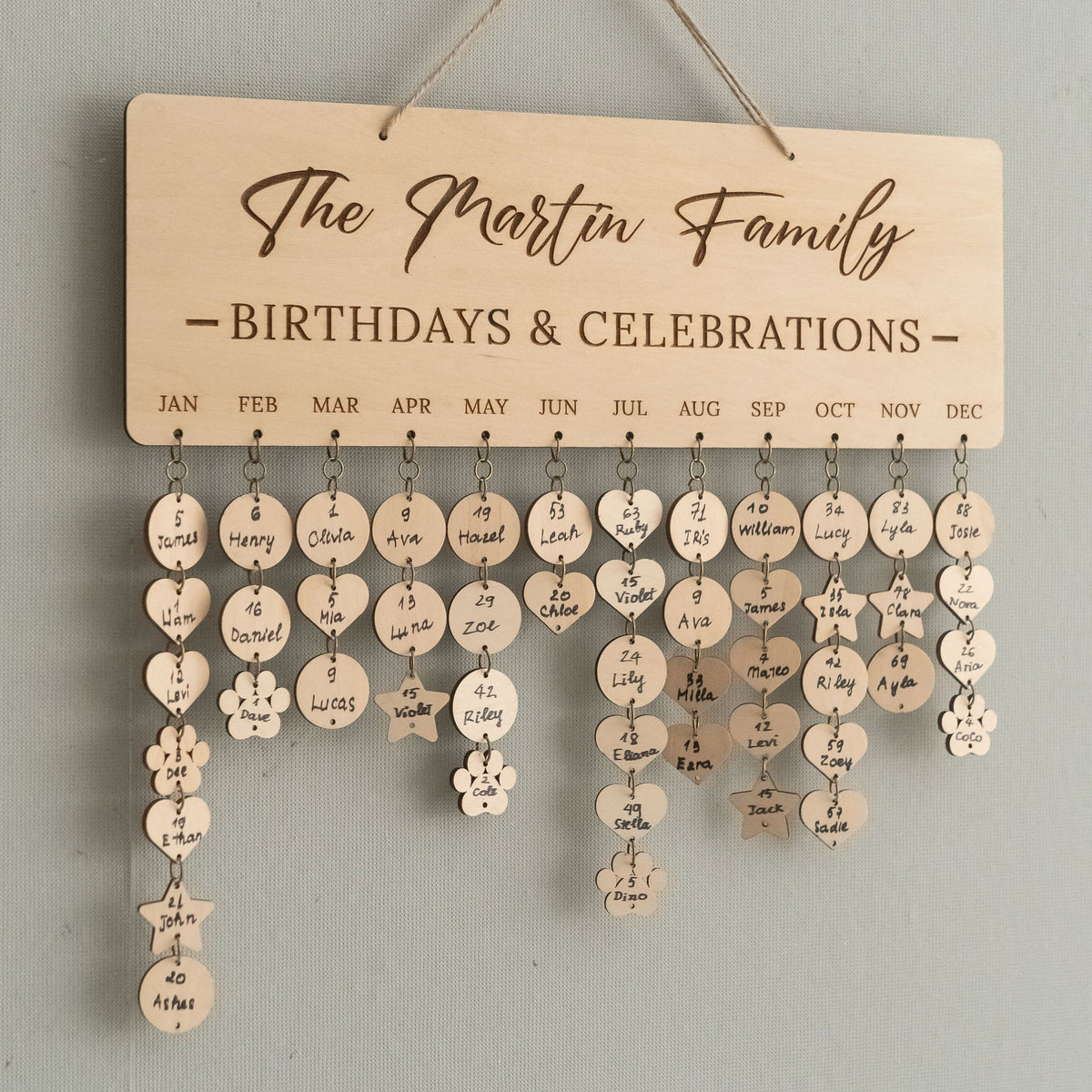 Family Birthday Calendar Sign Wood Family Birthday Calendar D62