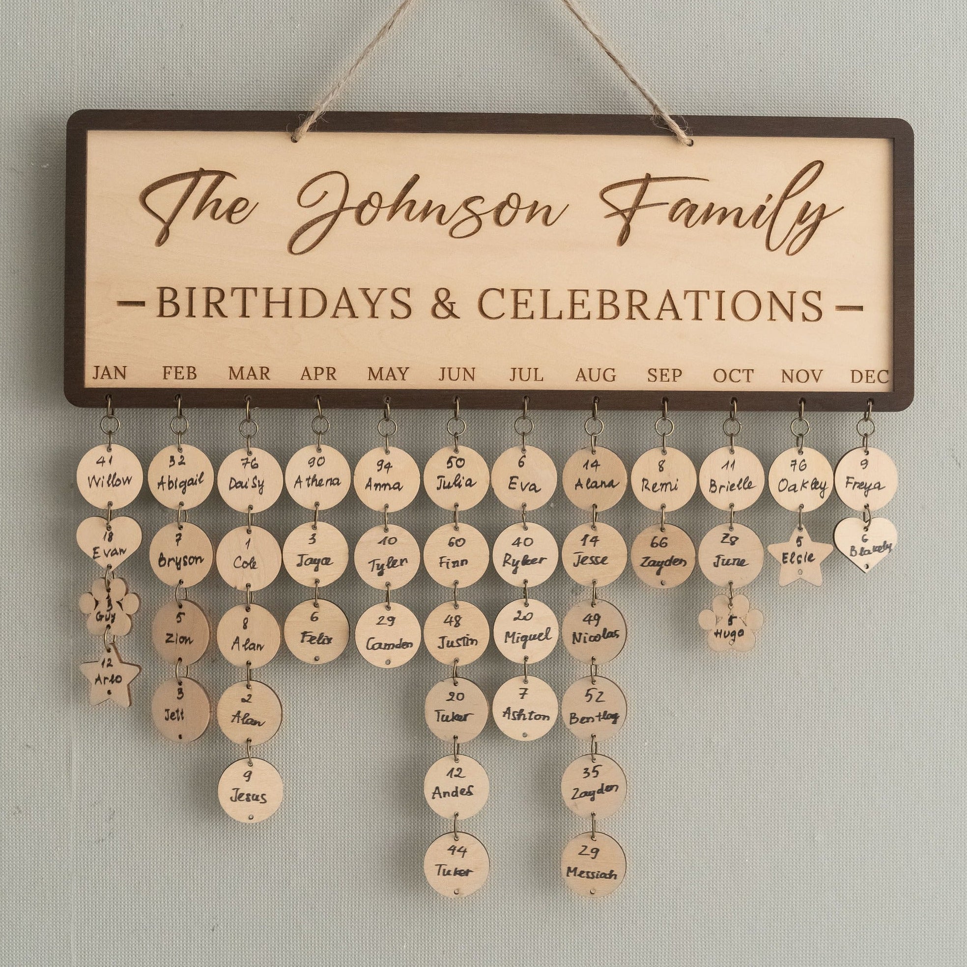 Family Birthday Calendar Sign Wood Birthday Reminder Board D62