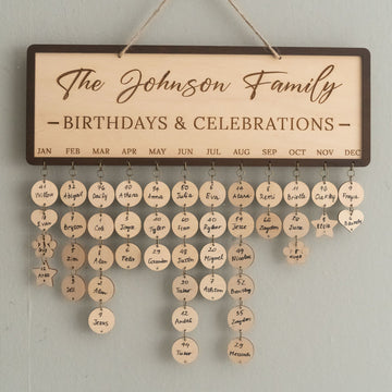 Family Birthday Calendar Sign Wood Birthday Reminder Board D62
