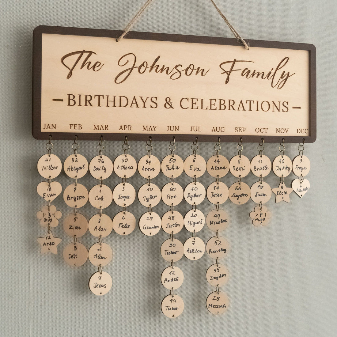 Family Birthday Calendar Sign Wood Birthday Reminder Board D62