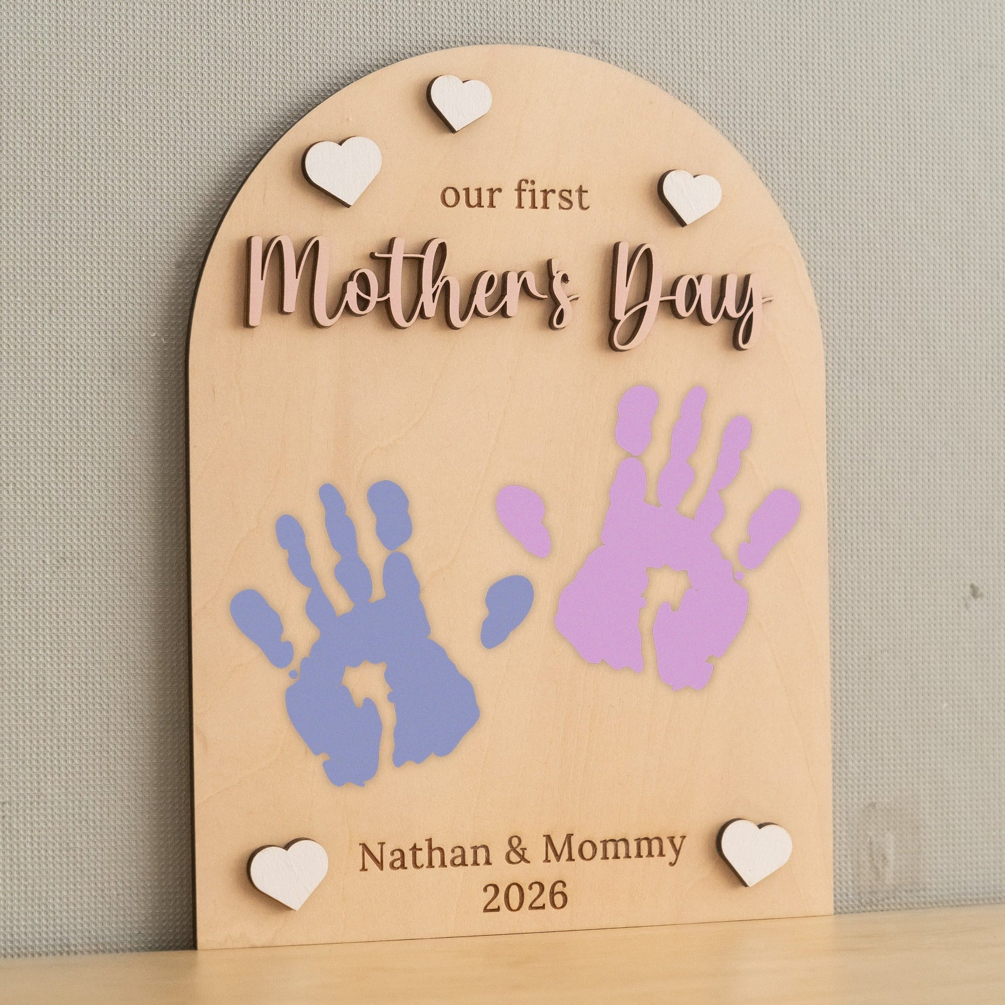 Mother’s Day Handprint Sign Wood Personalized Mothers Day Gift D61
