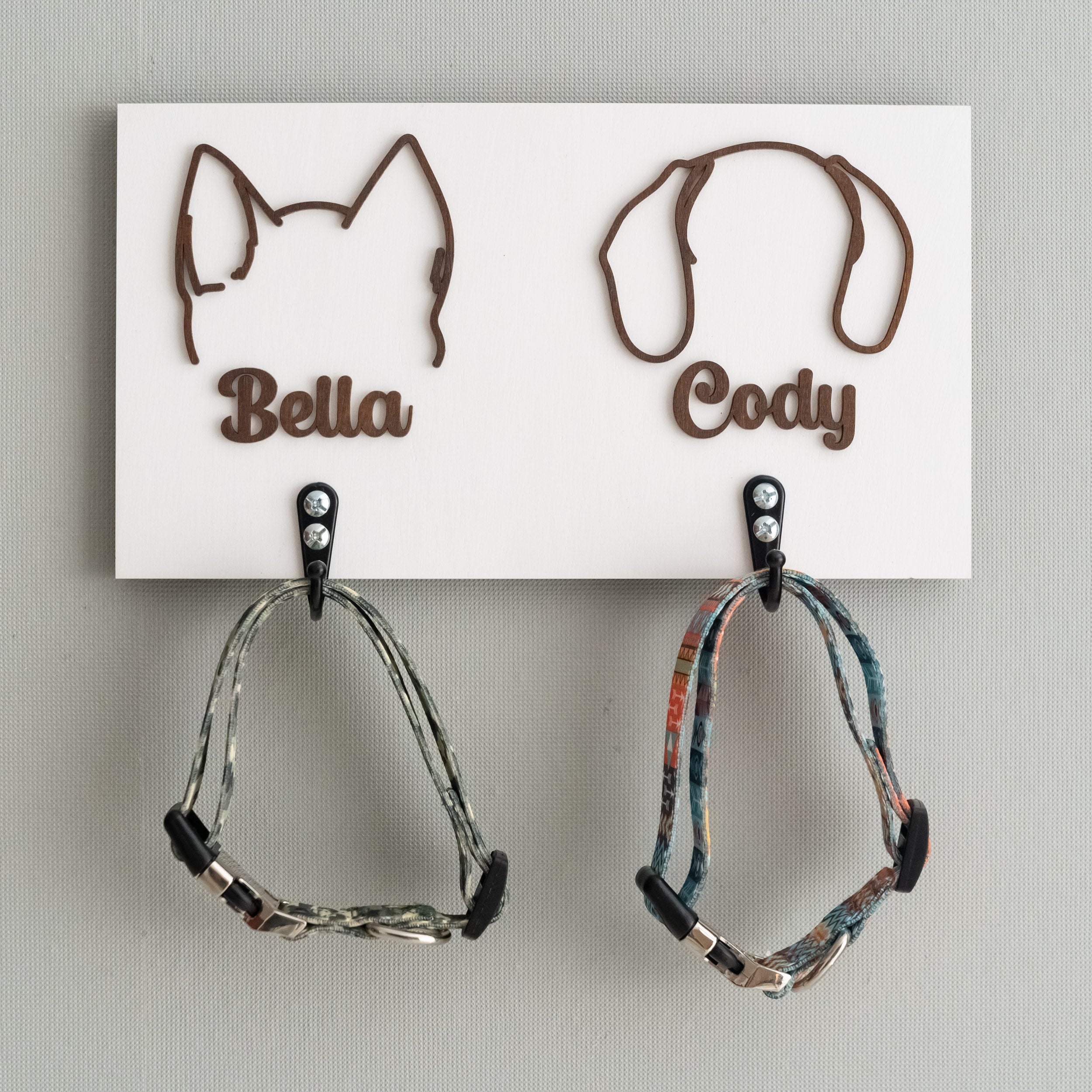 Personalized Dog Leash Holder Wood Gift for Dog Owners and Wooden Dog Leash Holder Vertical R46