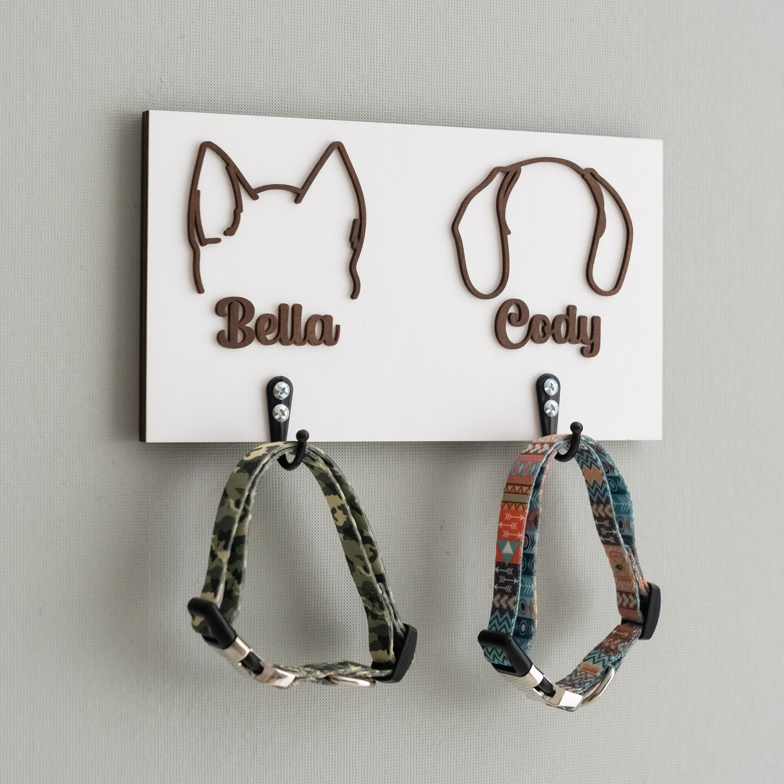 Personalized Dog Leash Holder Wood Gift for Dog Owners and Wooden Dog Leash Holder Vertical R46