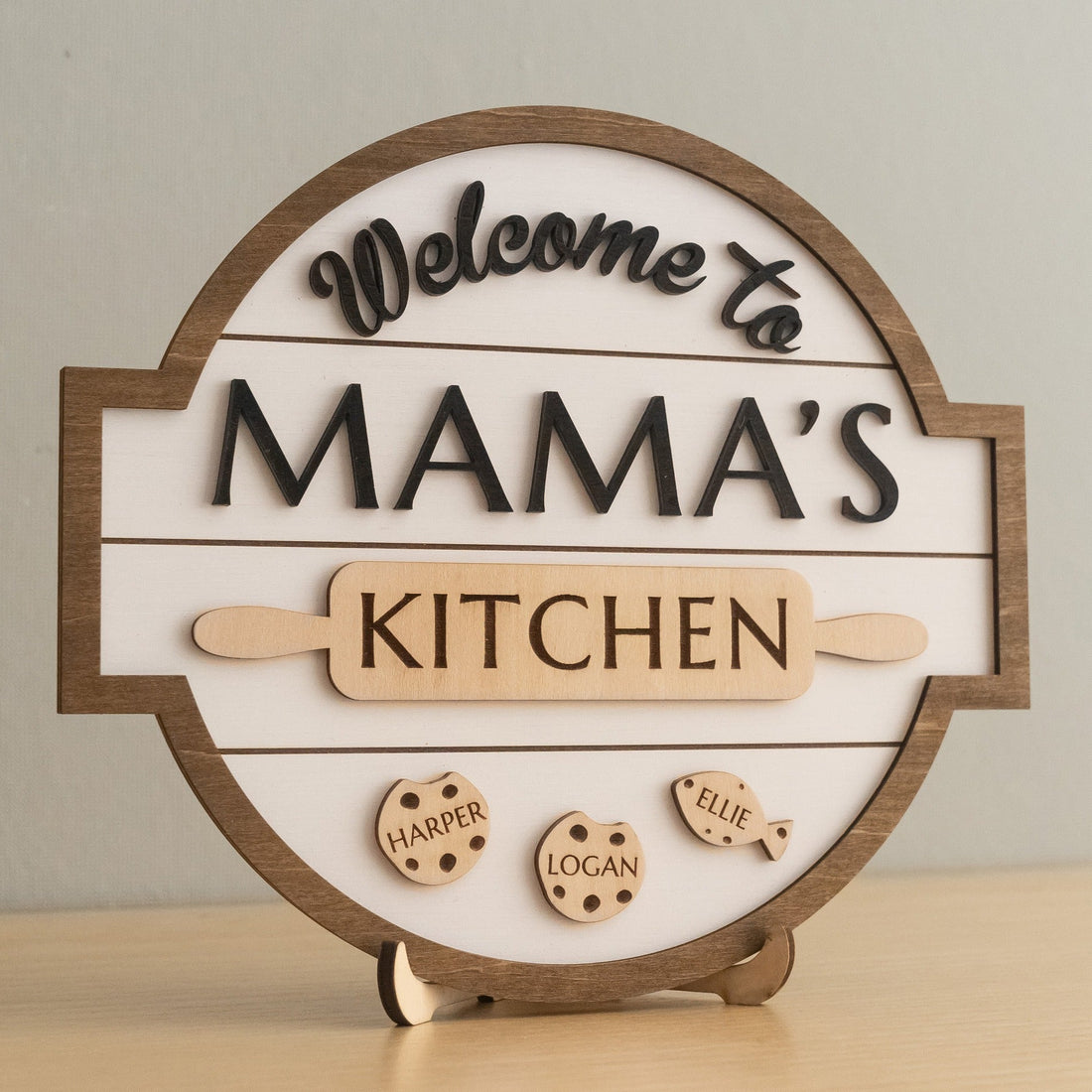 Personalized Mama Kitchen Wood Sign for Custom Mother's Day Decor D63