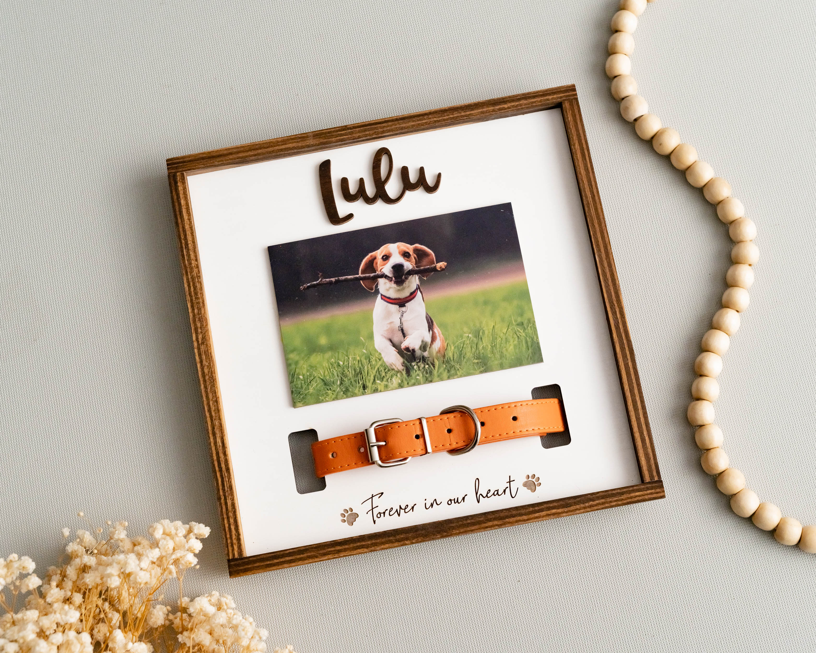 Boho Inspired Pet Memorial Photo Plaque for Home Decor