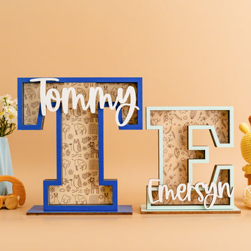 Personalized Letter Piggy Bank Wood Acrylic for Kids Gift Decor E12