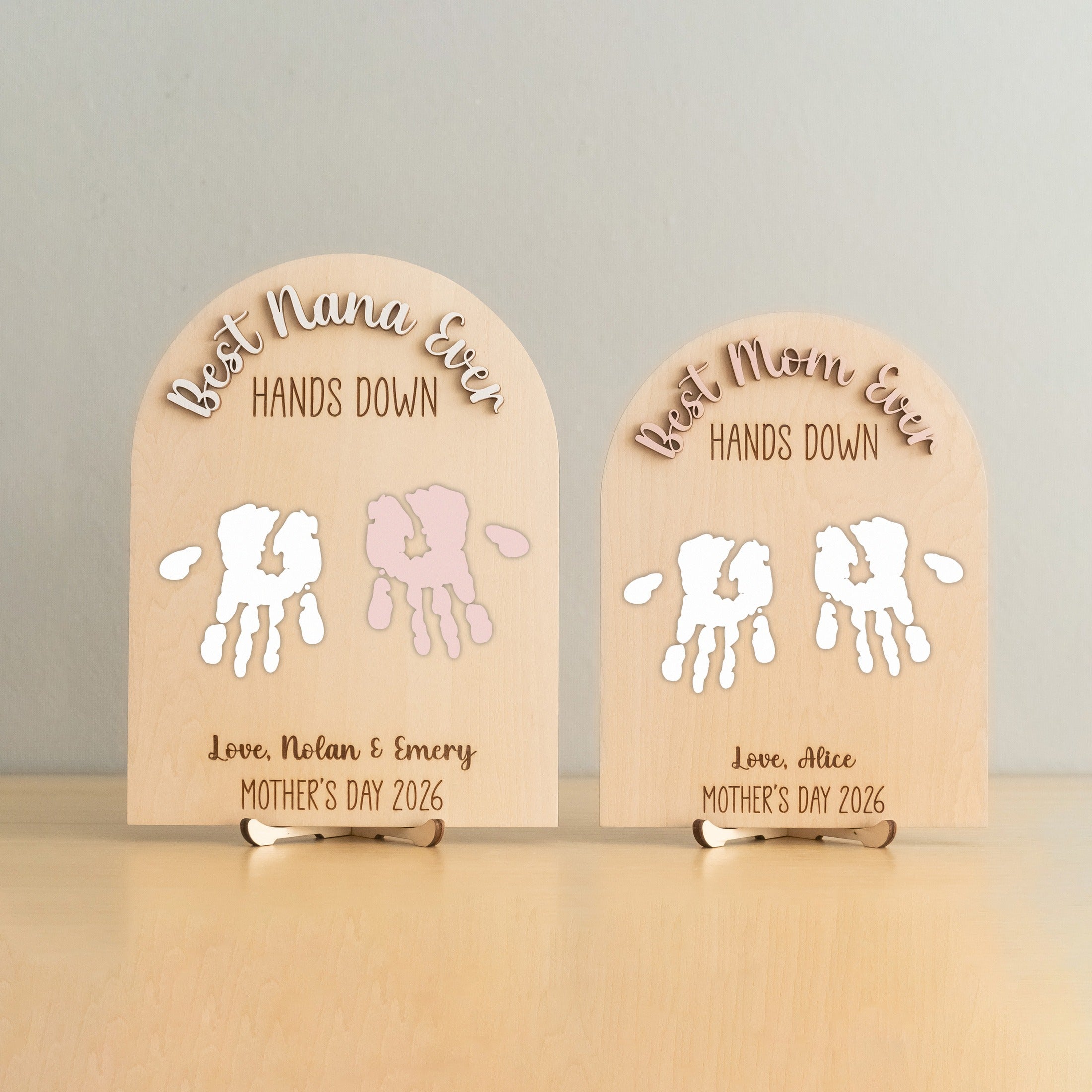 Mom Handprint Keepsake Wood Sign Mothers Day Gift for Grandma D65