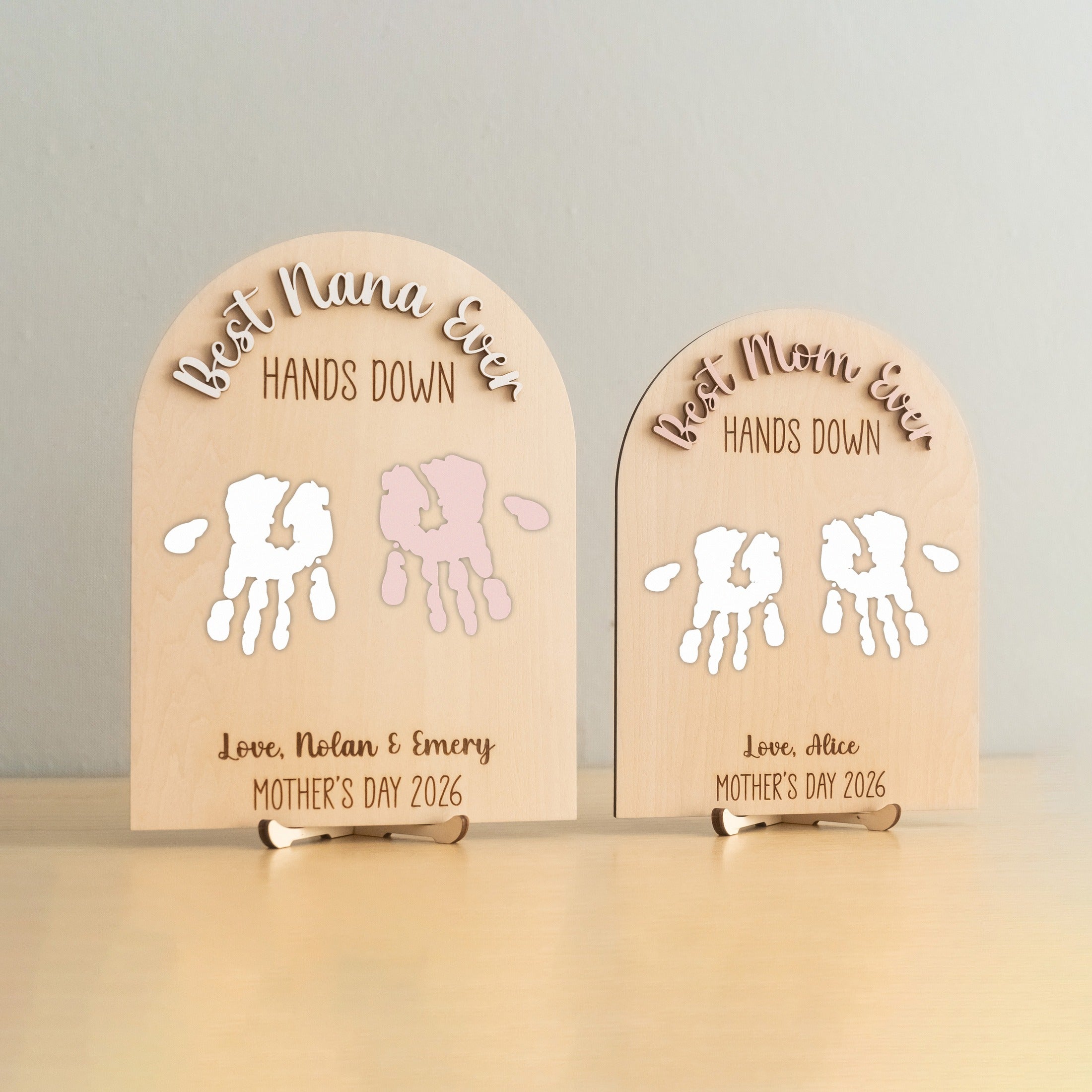 Mom Handprint Keepsake Wood Sign Mothers Day Gift for Grandma D65