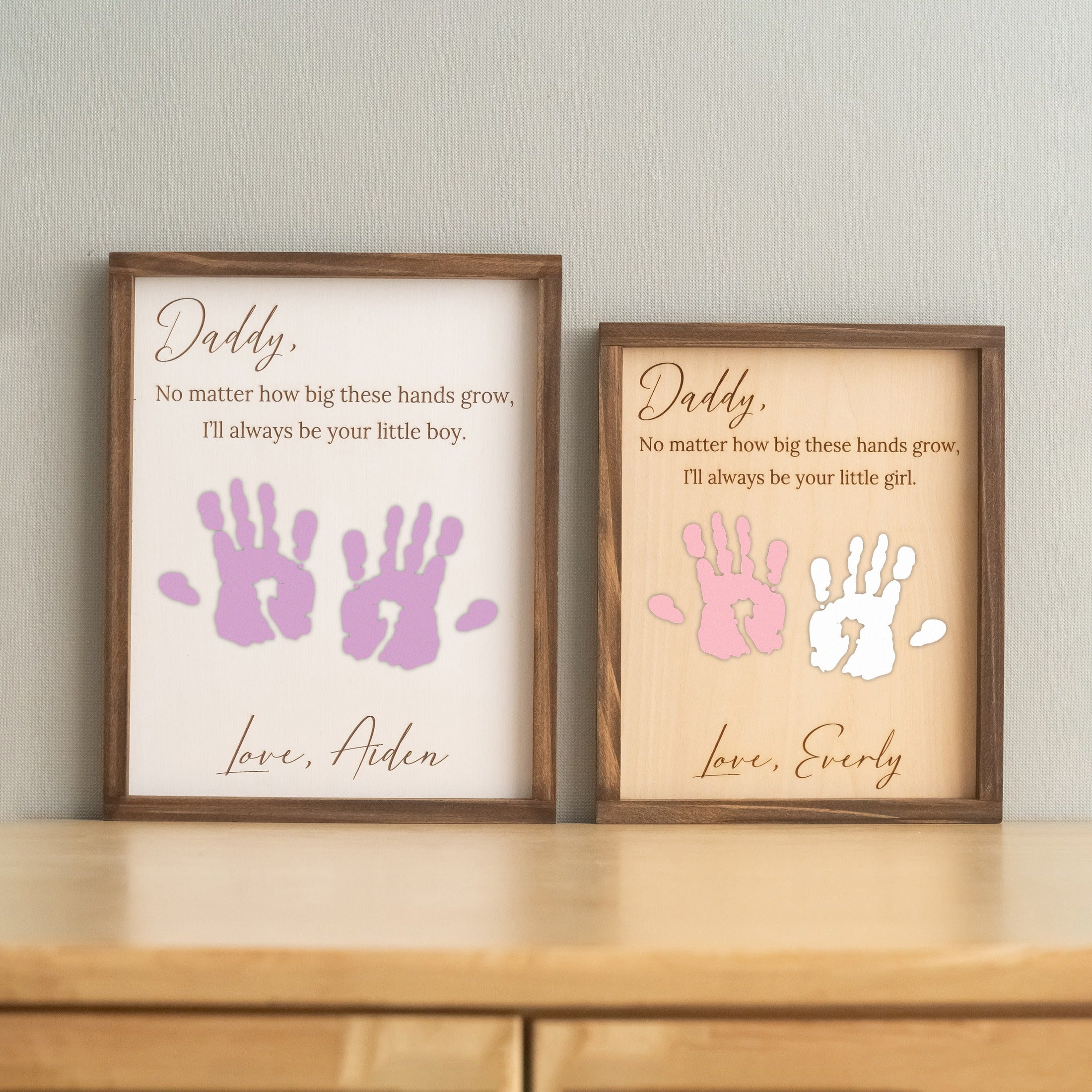 Daddy Handprint Keepsake Wood Sign Gift for Father Decor D67