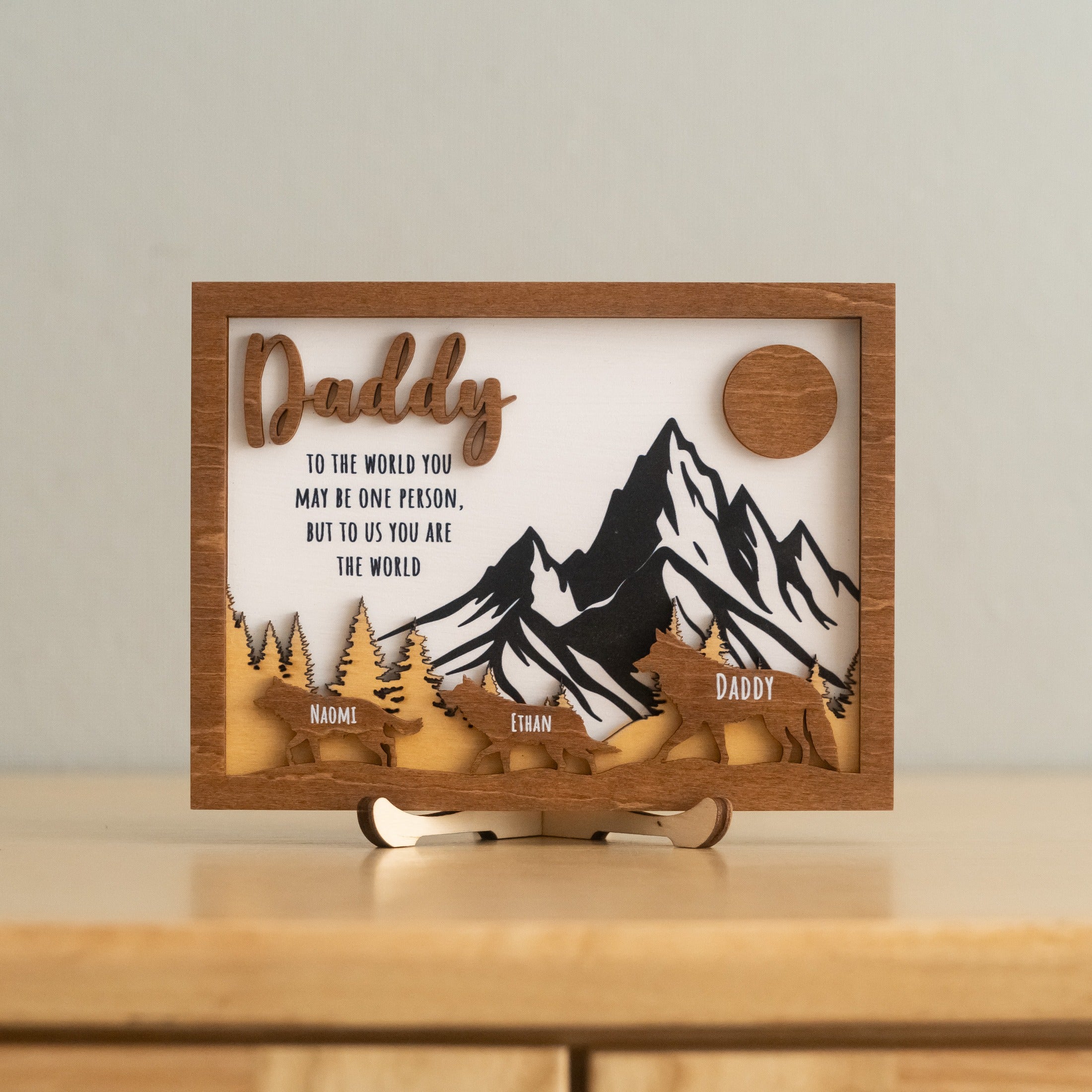 Daddy Wolf Family Wooden Sign Fathers Day Gift Idea for Dad D68