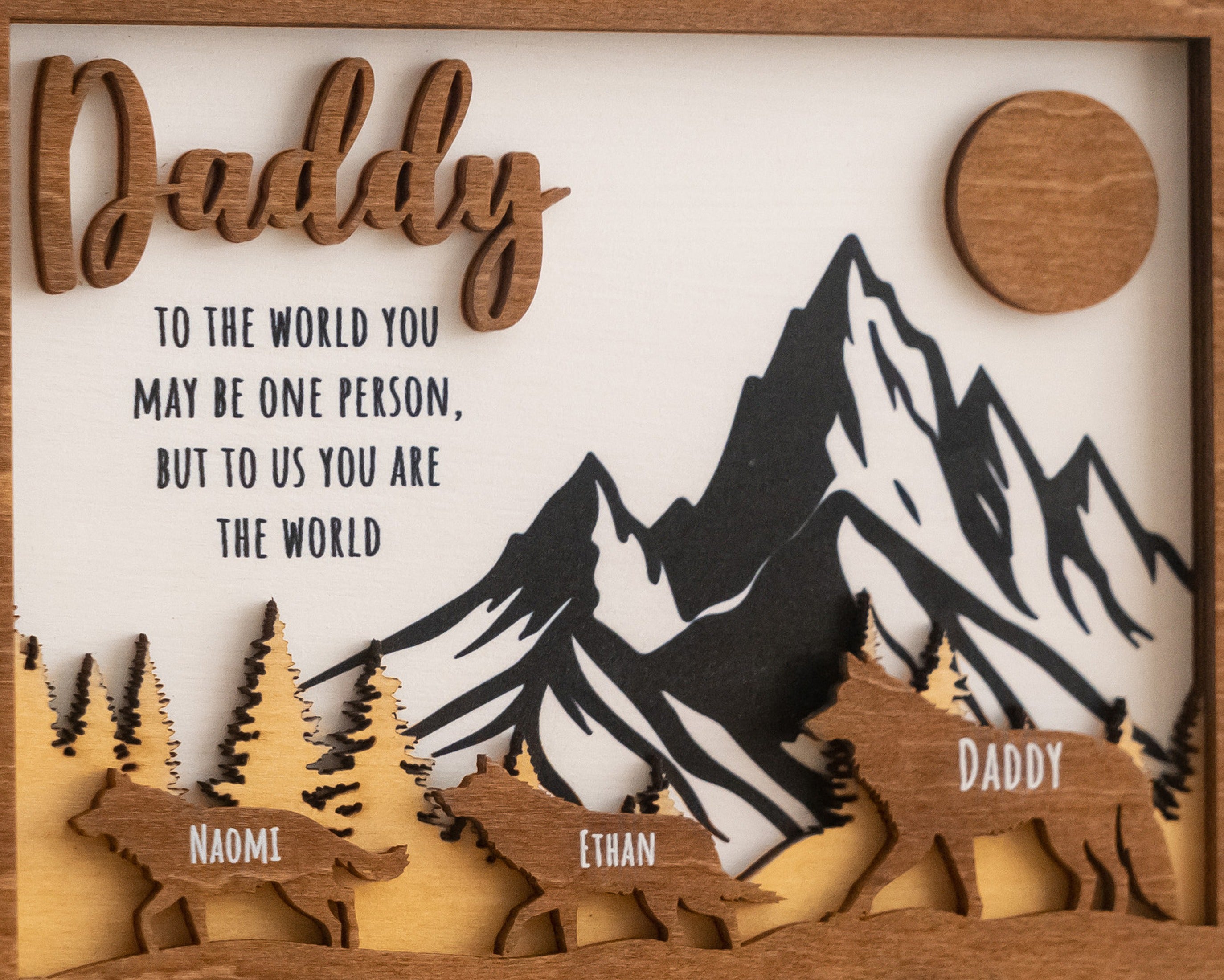 Daddy Wolf Family Wooden Sign Fathers Day Gift Idea for Dad D68