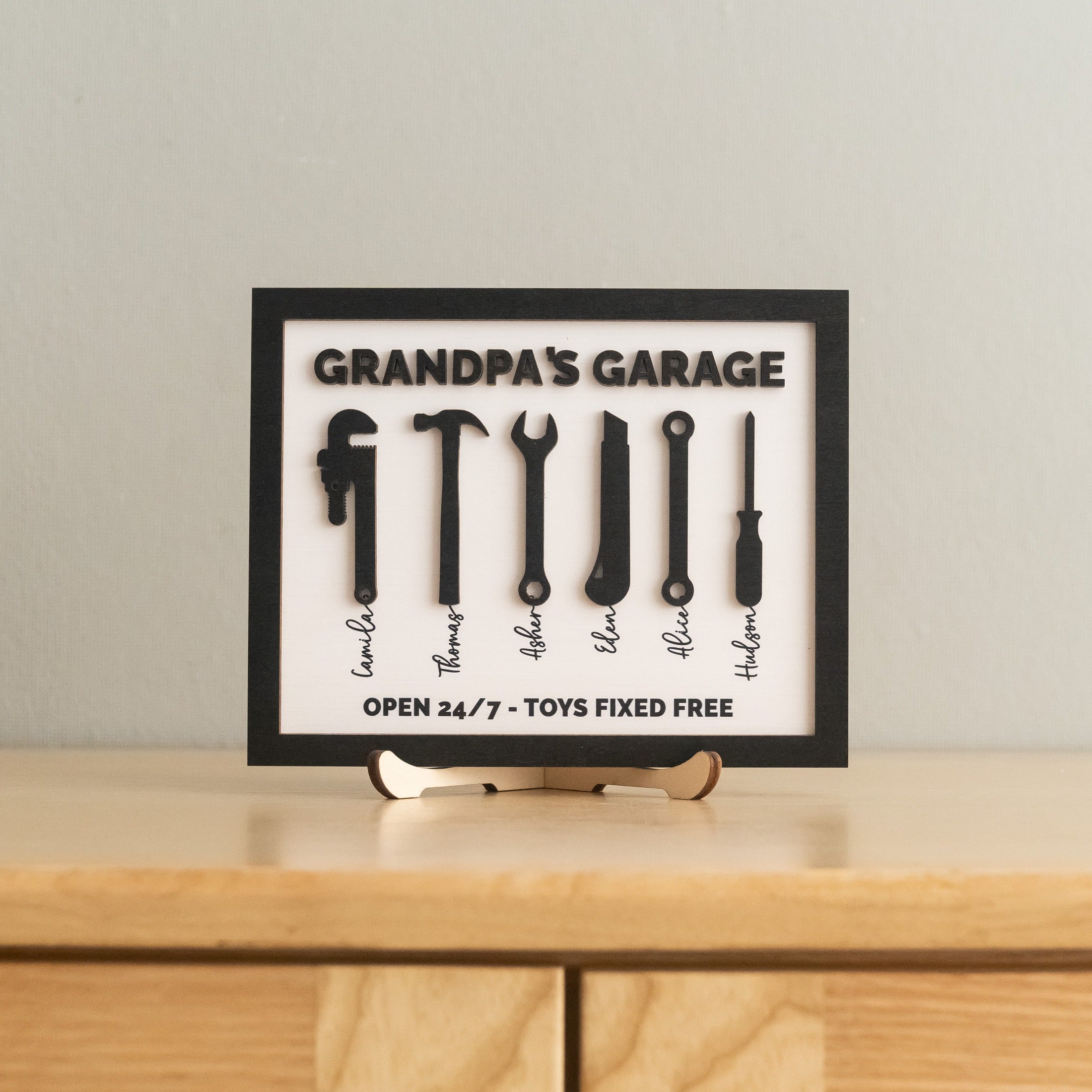Personalized Grandpa Garage Wood Sign Fathers Day Gift Decor D77