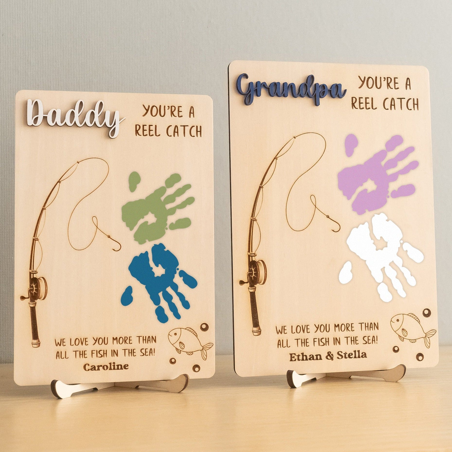 Daddy Handprint Keepsake Wood Sign Dad Gift Idea Rustic Decor D71