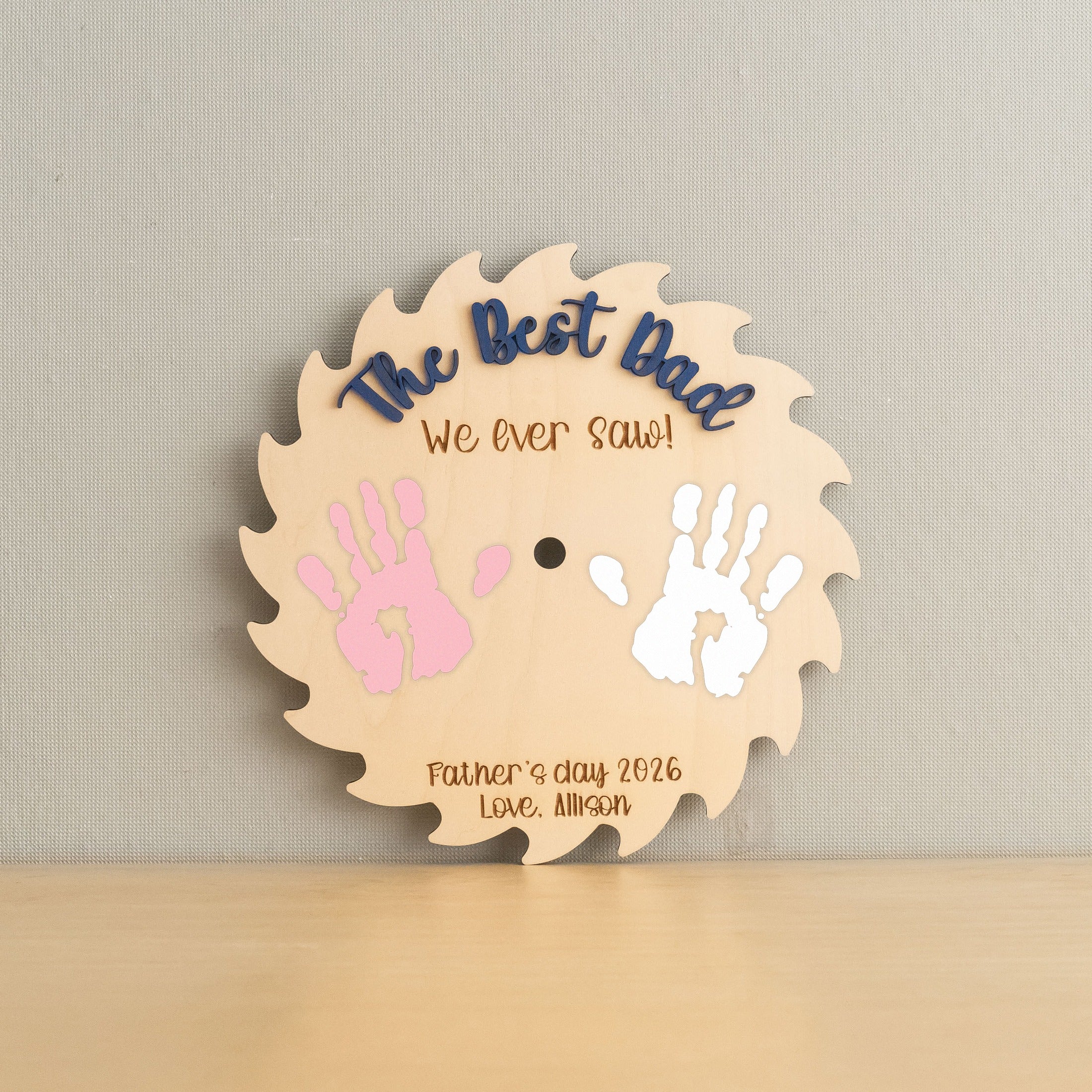 Dad Handprint Wood Keepsake Sign Gift for Dad Rustic Decor D72