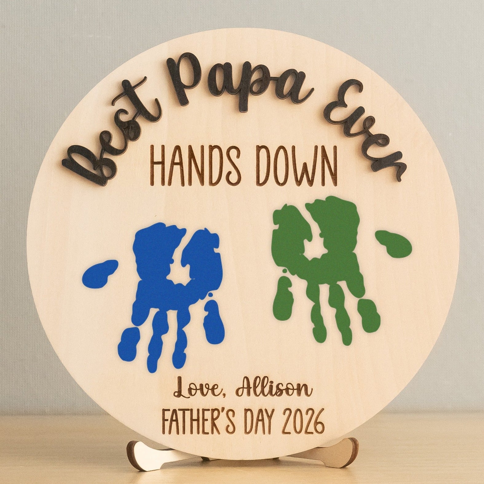 Dad Handprint Keepsake Wood Sign Fathers Day Present Family Gift D73
