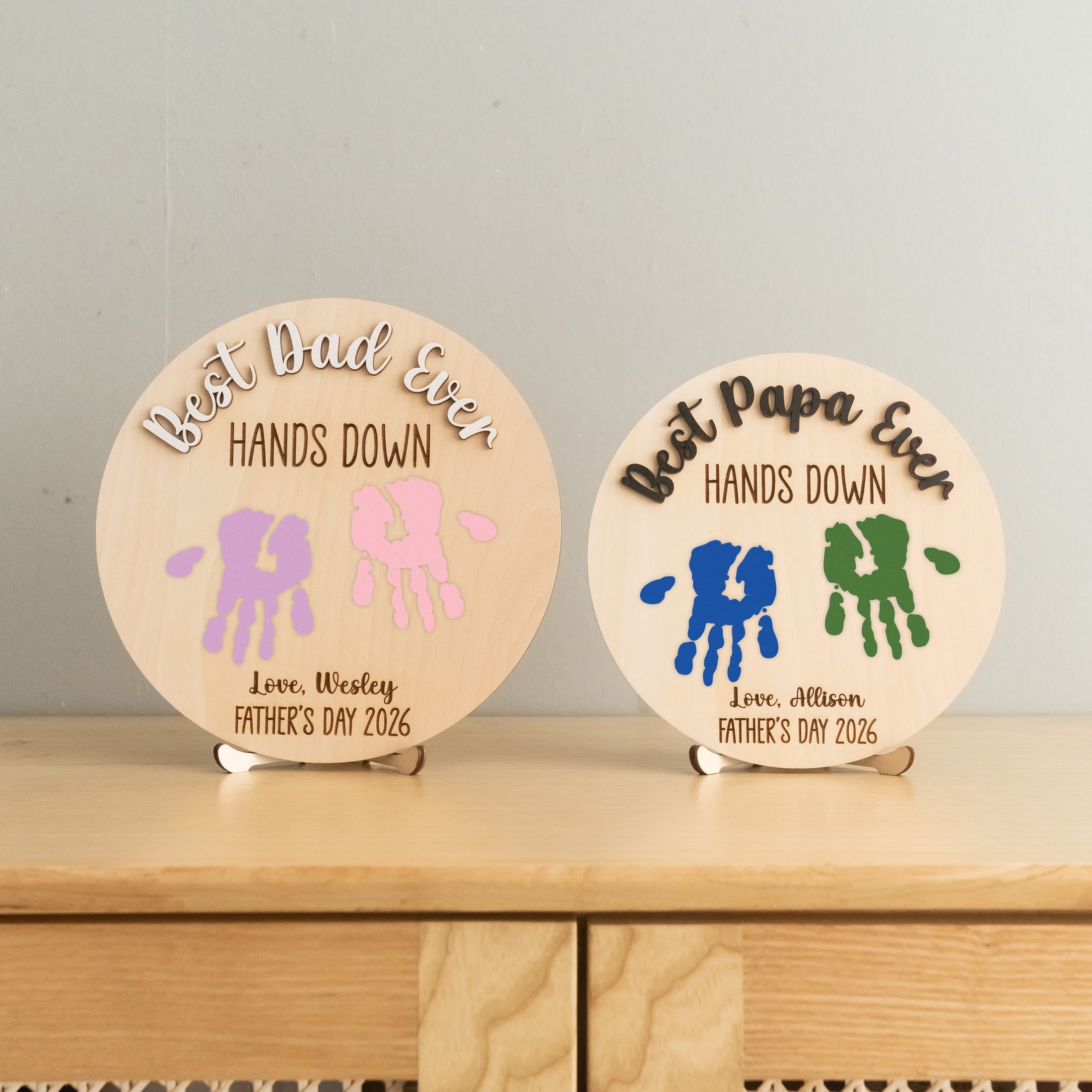 Dad Handprint Keepsake Wood Sign Fathers Day Present Family Gift D73