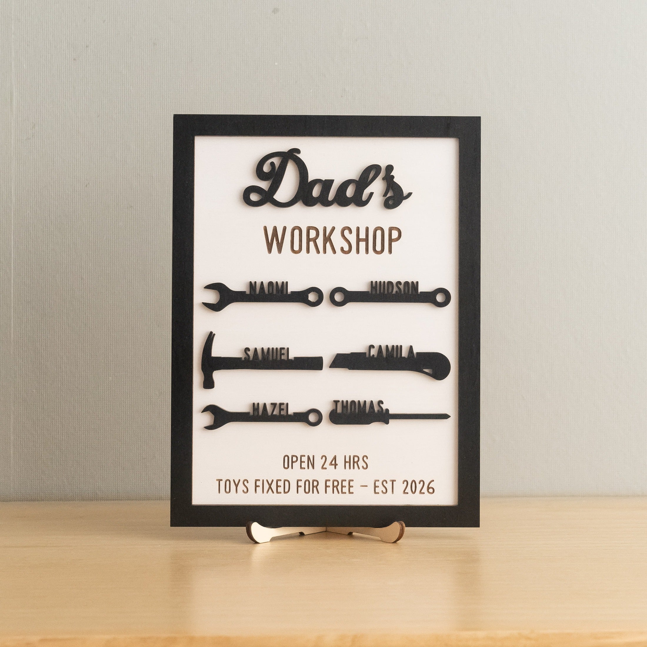 Personalized Dad Workshop Wood Sign Fathers Day Present Decor D74