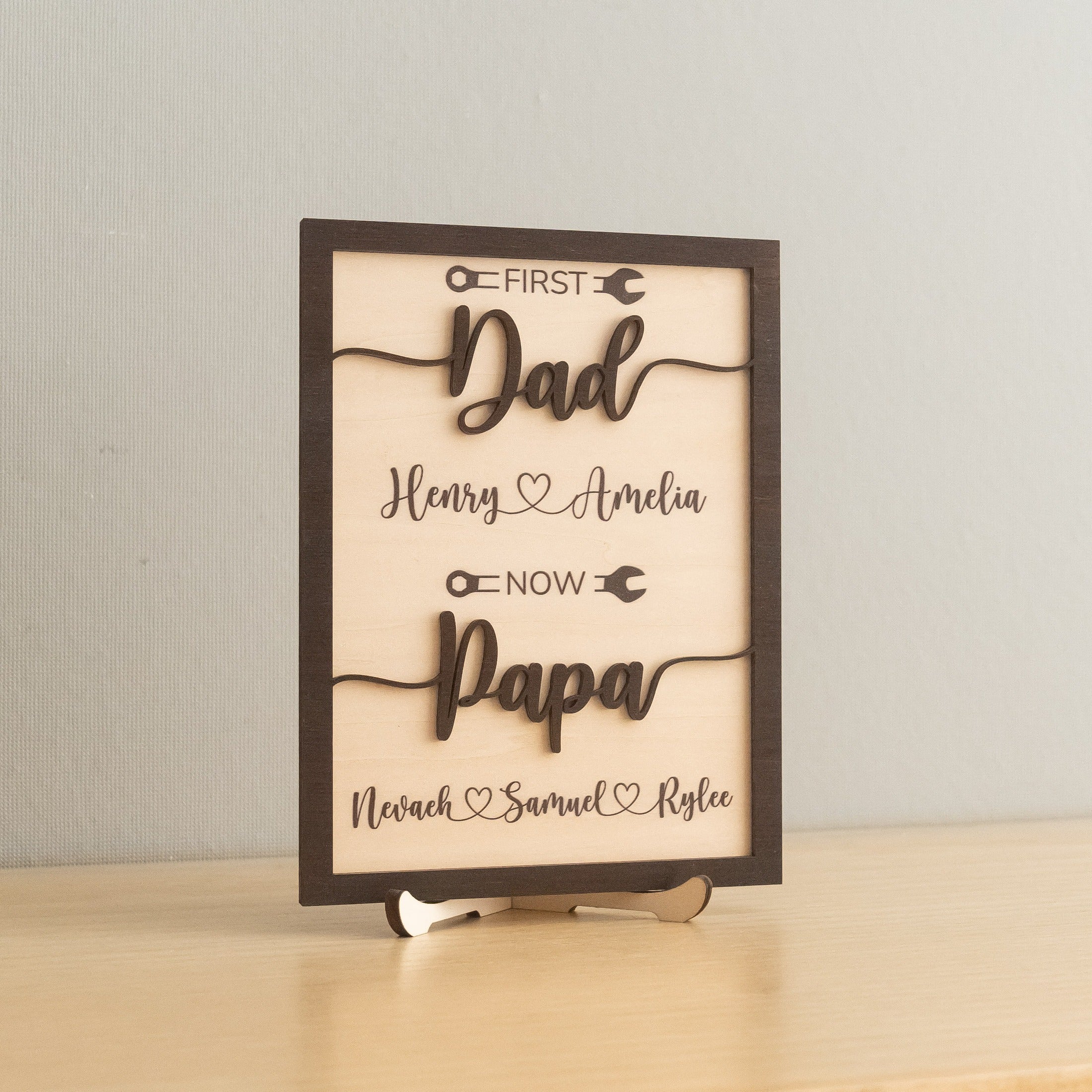 Personalized First Dad Now Papa Wood Sign Gift for Grandpa D76