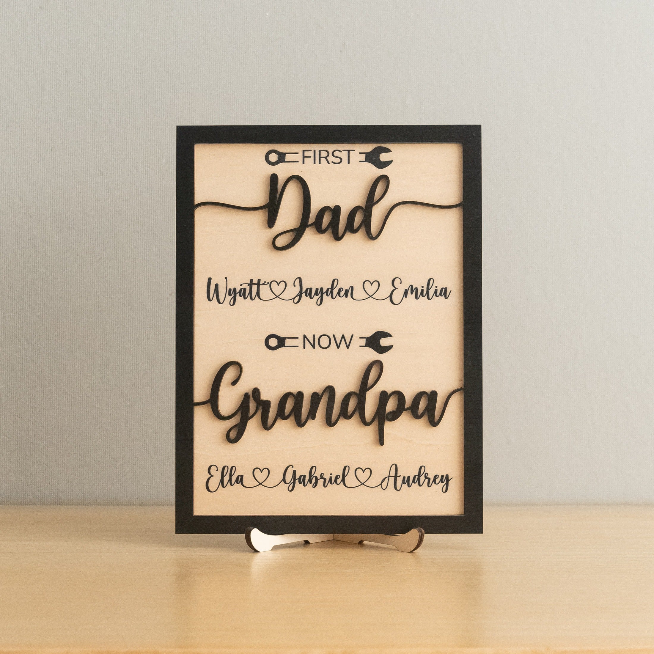 Personalized First Dad Now Papa Wood Sign Gift for Grandpa D76