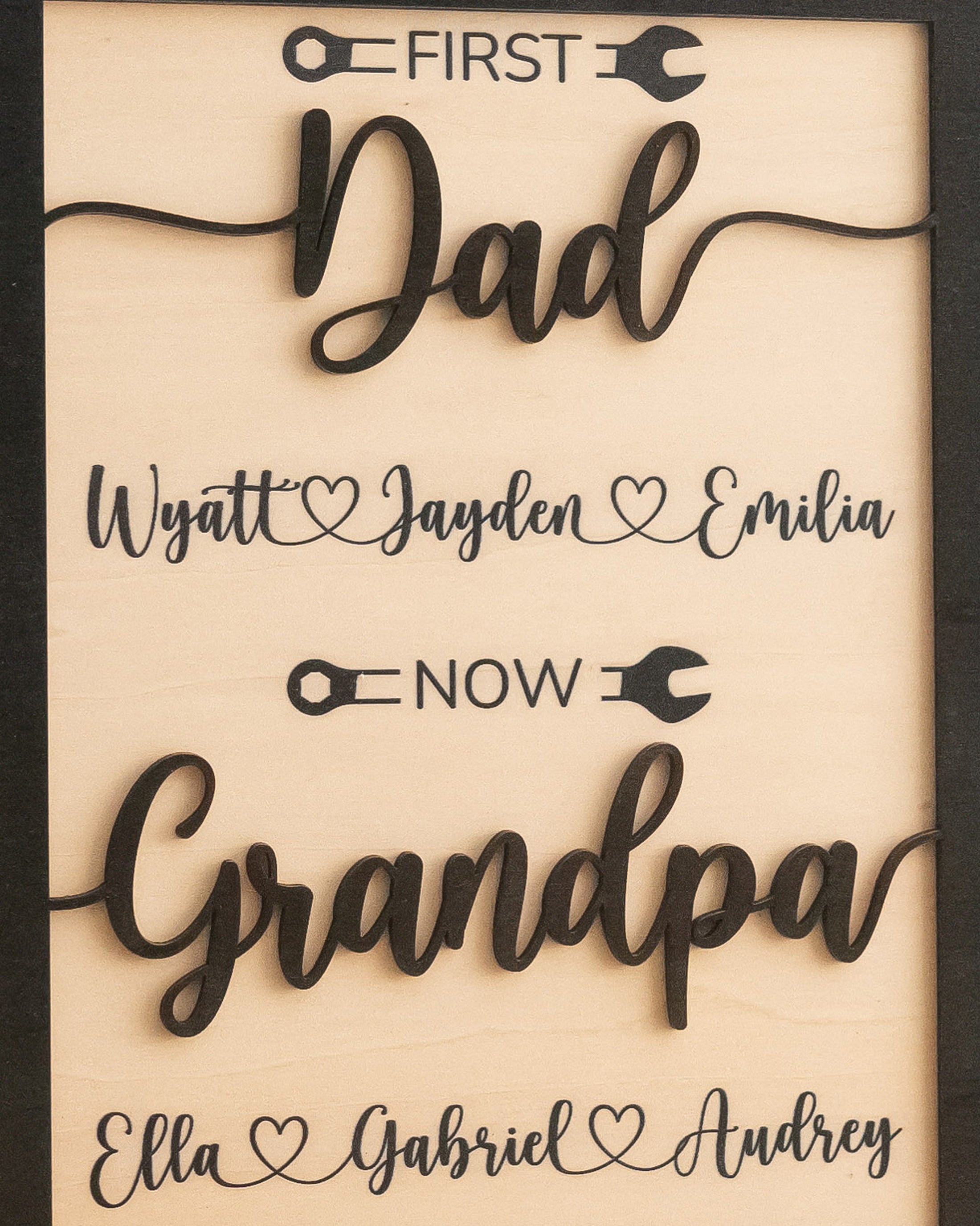 Personalized First Dad Now Papa Wood Sign Gift for Grandpa D76