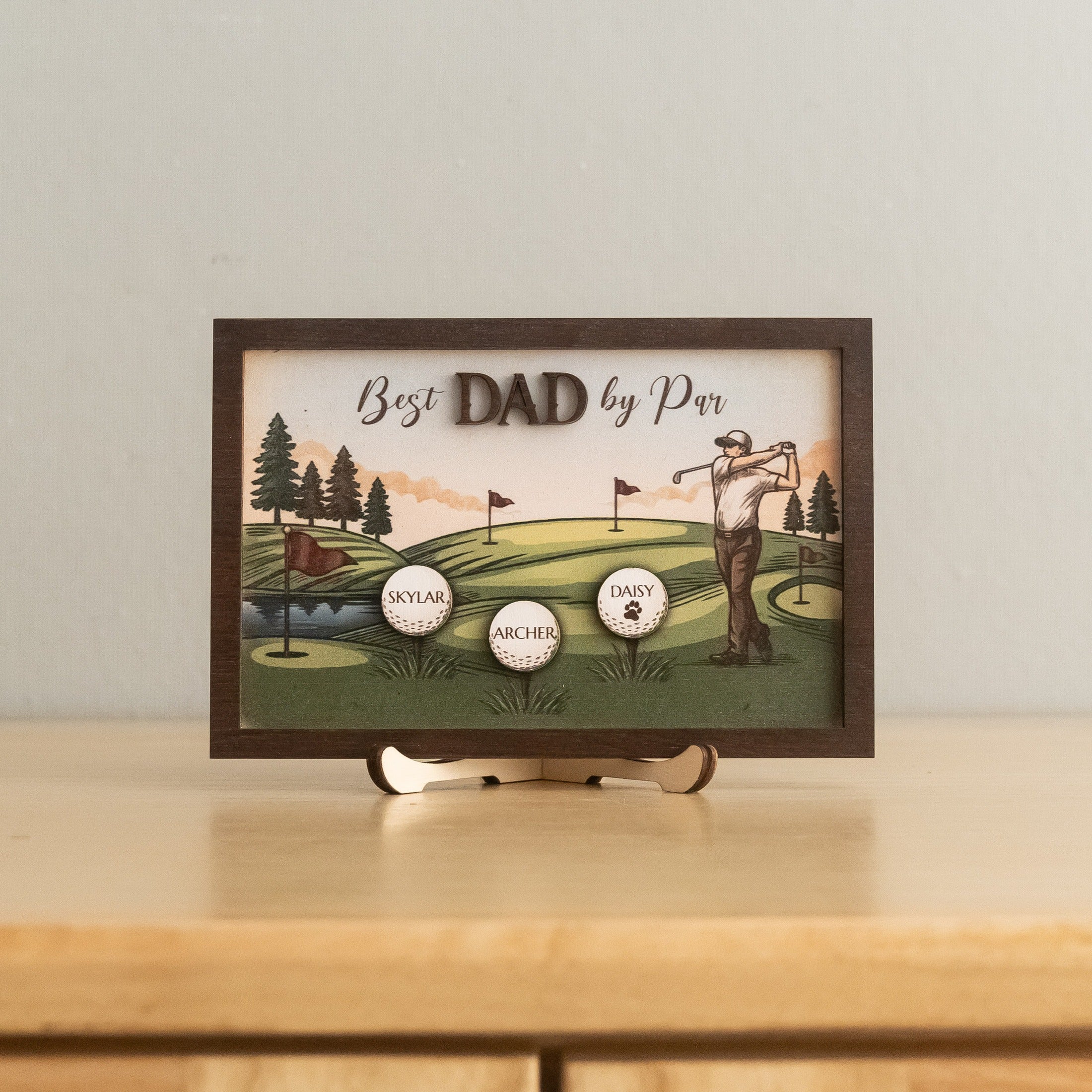 Personalized Golf Dad Wood Sign Fathers Day Present Rustic Decor D85