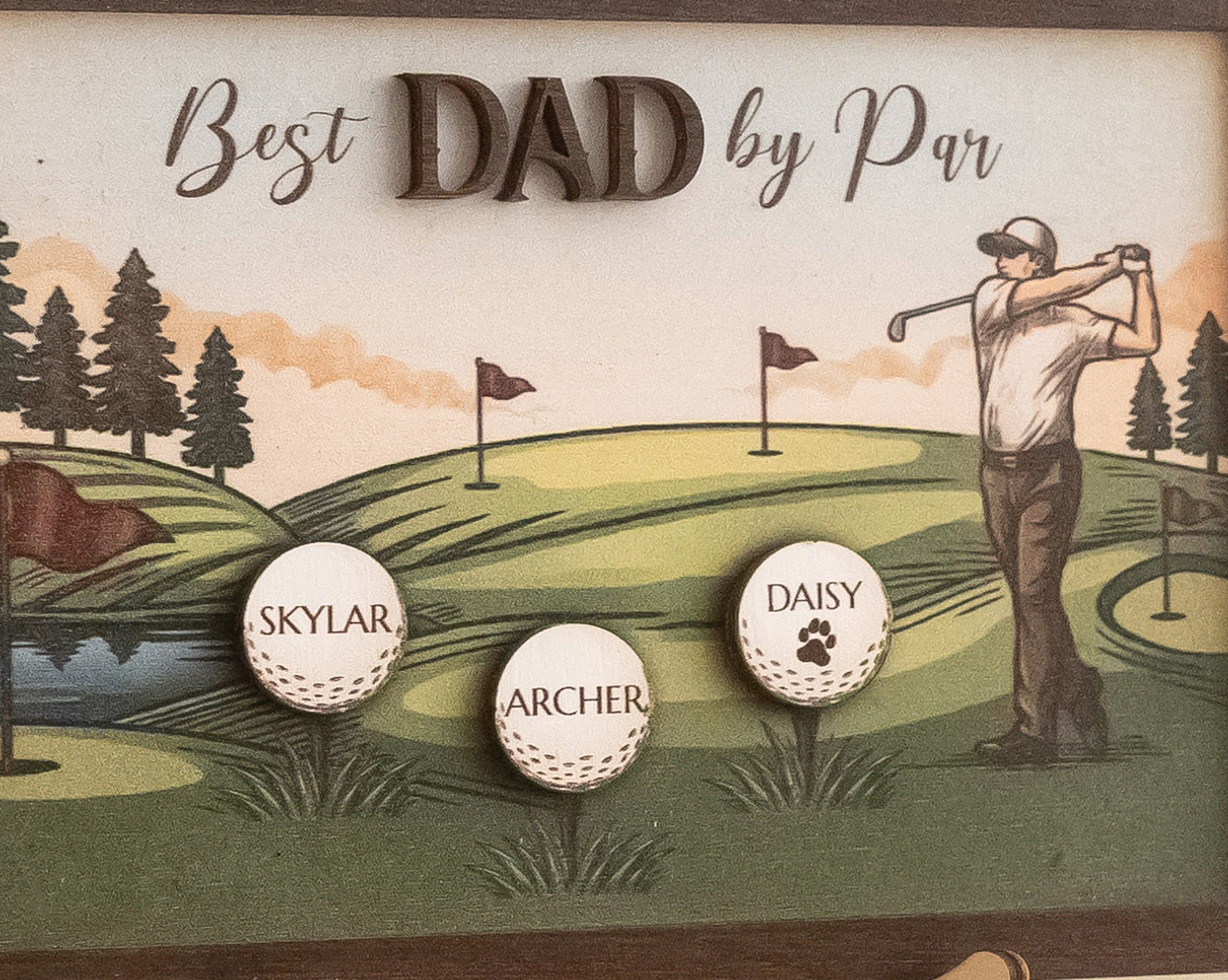 Personalized Golf Dad Wood Sign Fathers Day Present Rustic Decor D85
