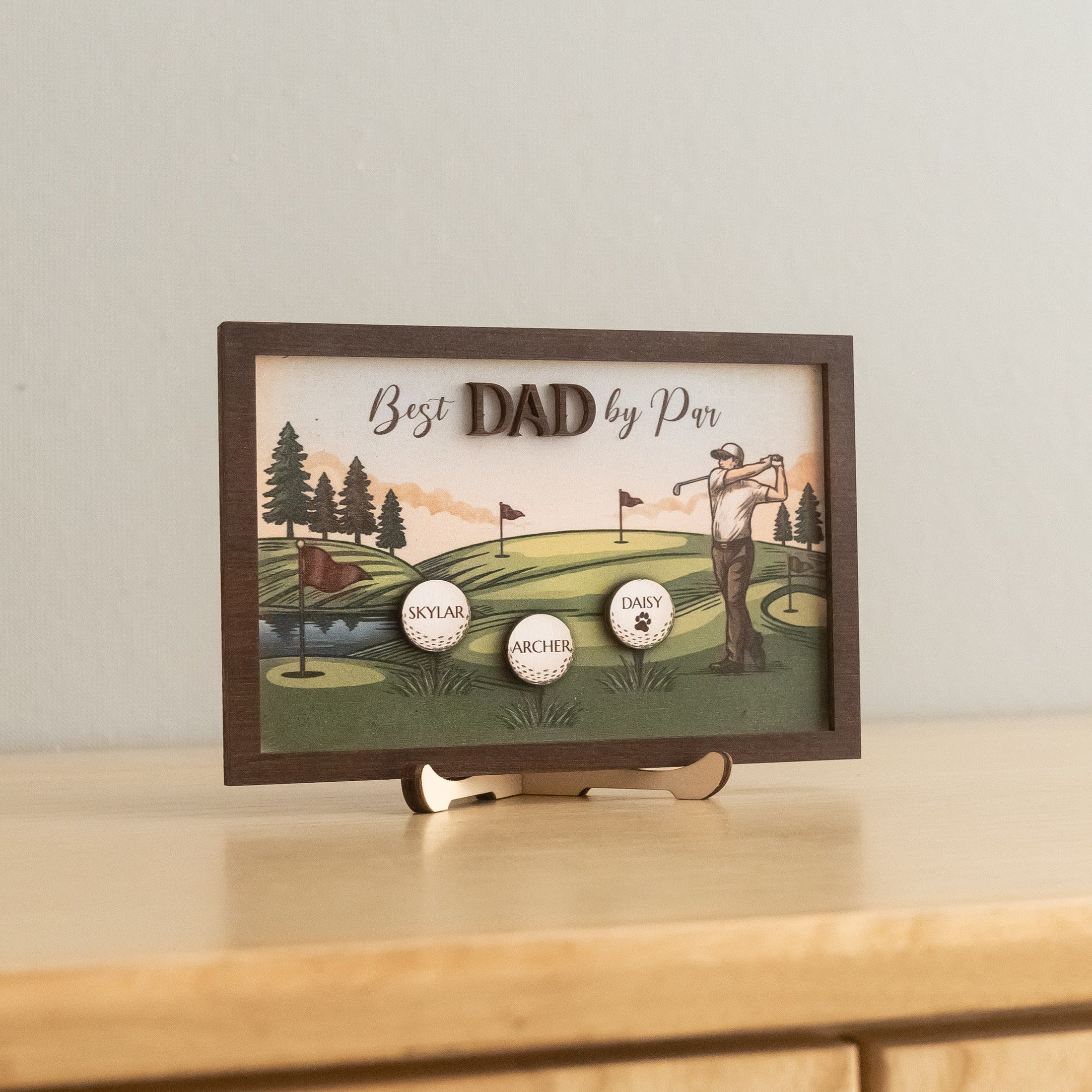 Personalized Golf Dad Wood Sign Fathers Day Present Rustic Decor D85