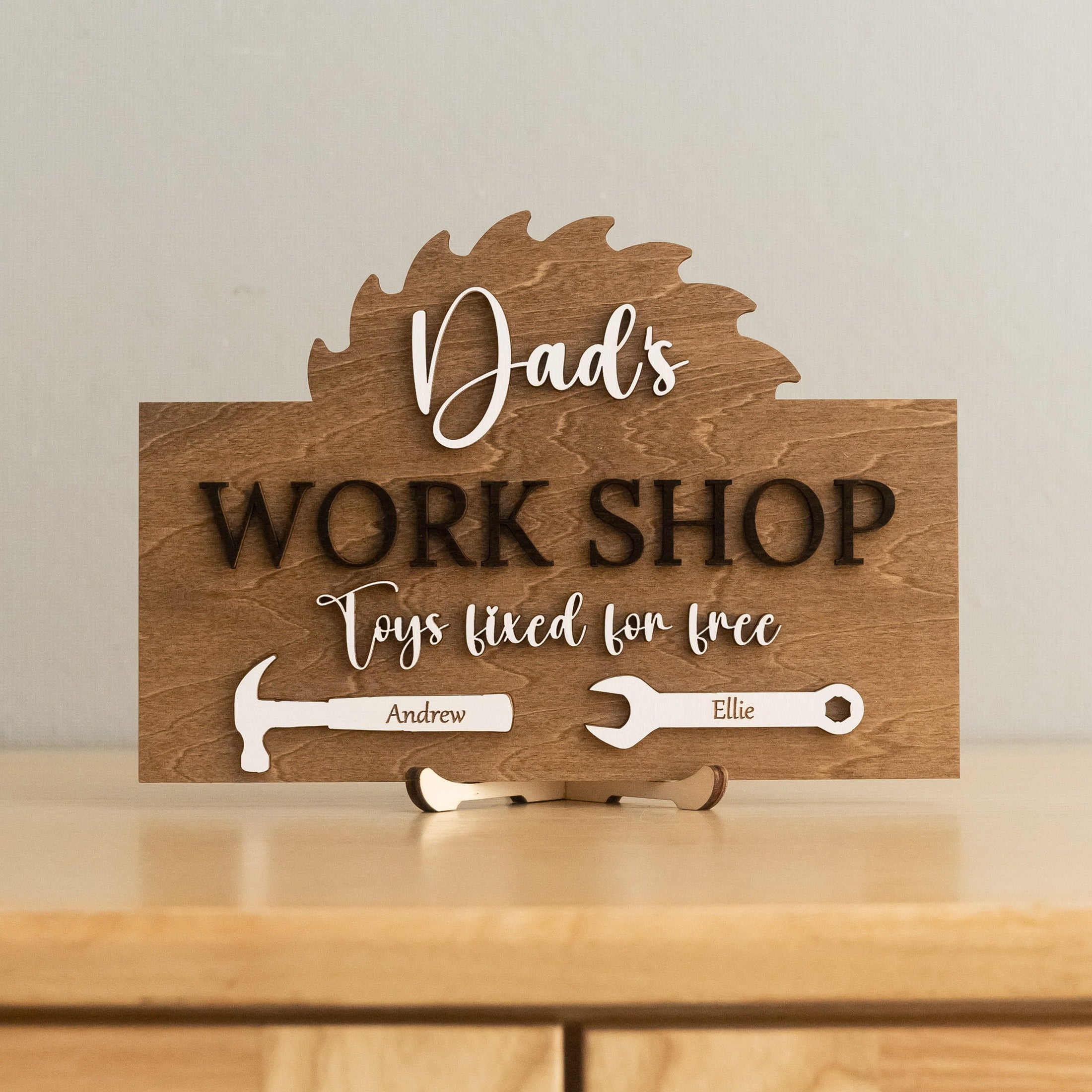 Personalized Dad Workshop Wood Sign Fathers Day Present Decor D84