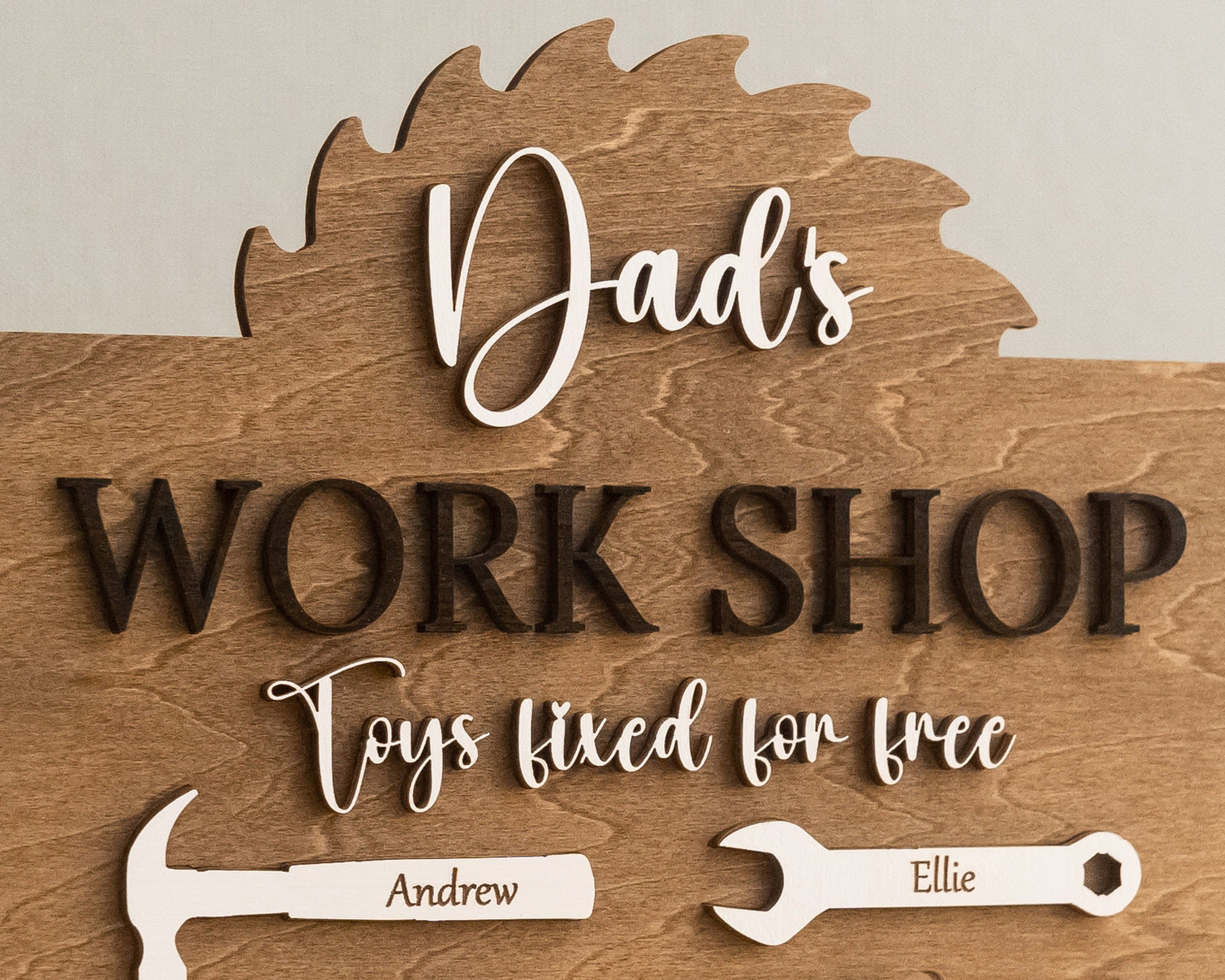 Personalized Dad Workshop Wood Sign Fathers Day Present Decor D84
